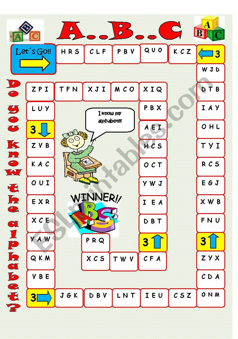 Alphabet Board Game - Esl Worksheetimelda - Worksheets Library in Free Printable Alphabet Board Games