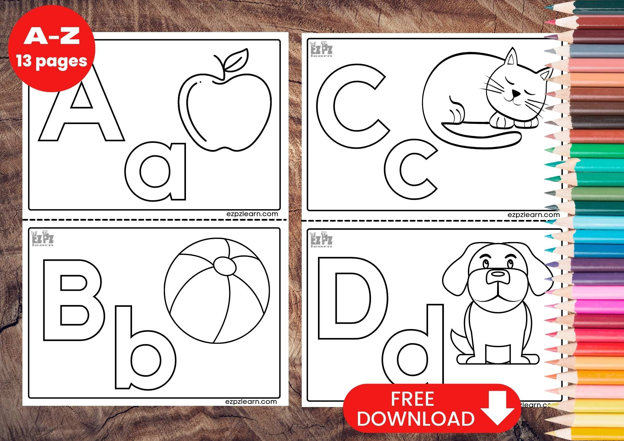 Alphabet Coloring Flashcards - Ezpzlearn with Free Printable Preschool Alphabet Coloring Pages