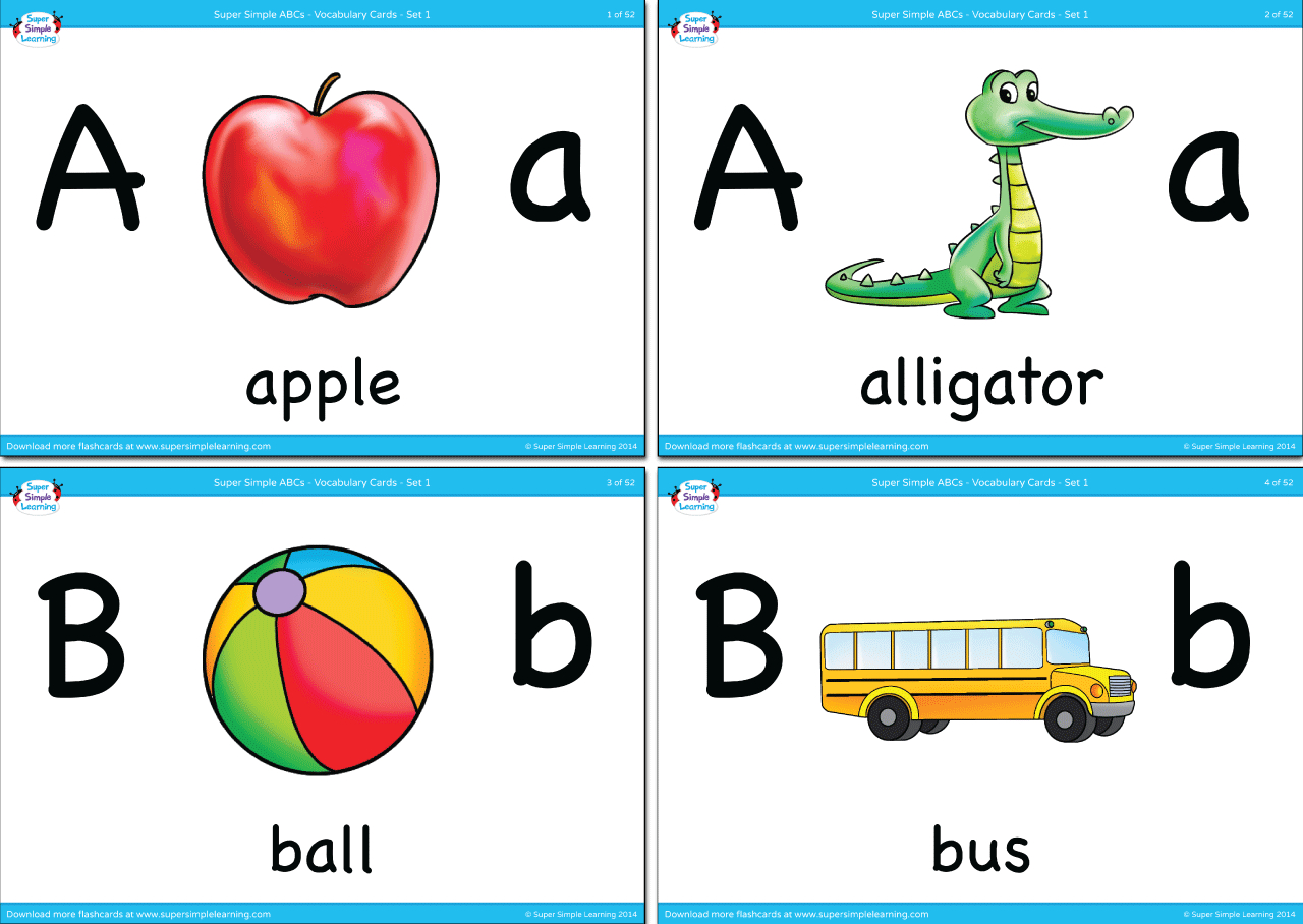 Alphabet Vocabulary Flashcards - Set 1 - Super Simple inside Free Printable Vocabulary Flashcards