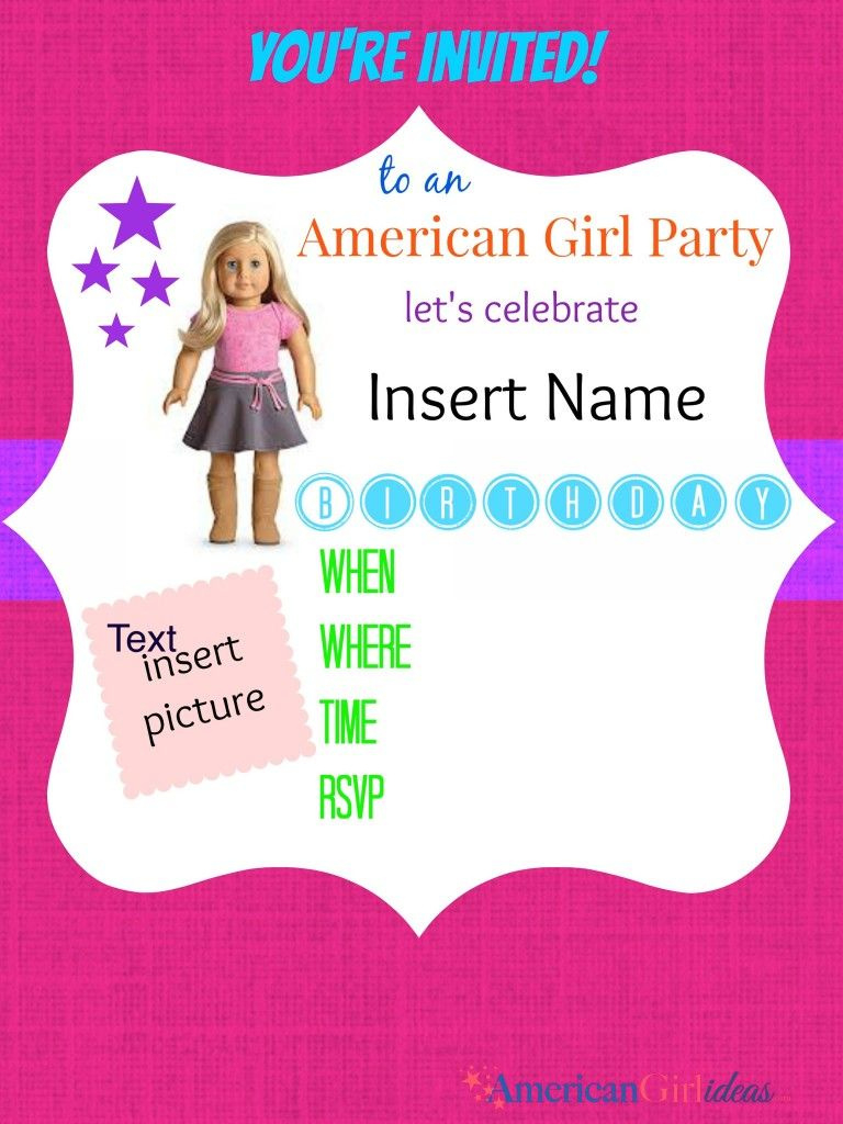 American Girl Doll Birthday Party for American Girl Party Invitations Free Printable
