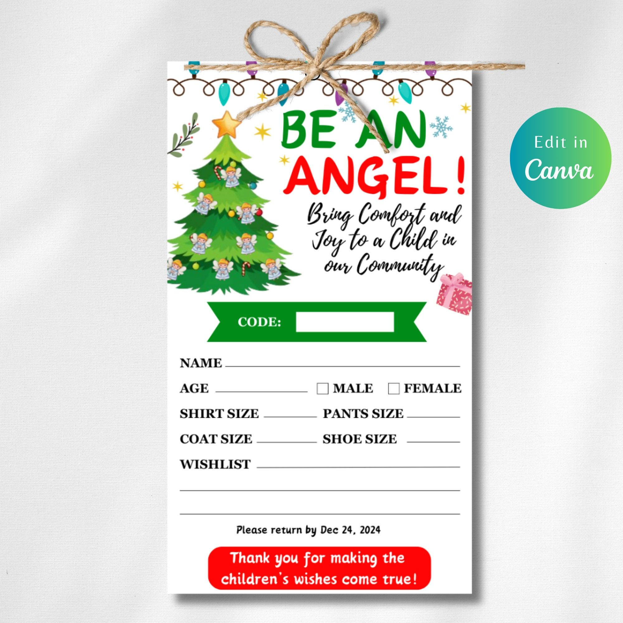 Angel Tree Tags Template - Shop On Pinterest with Free Printable Angel Gift Tags