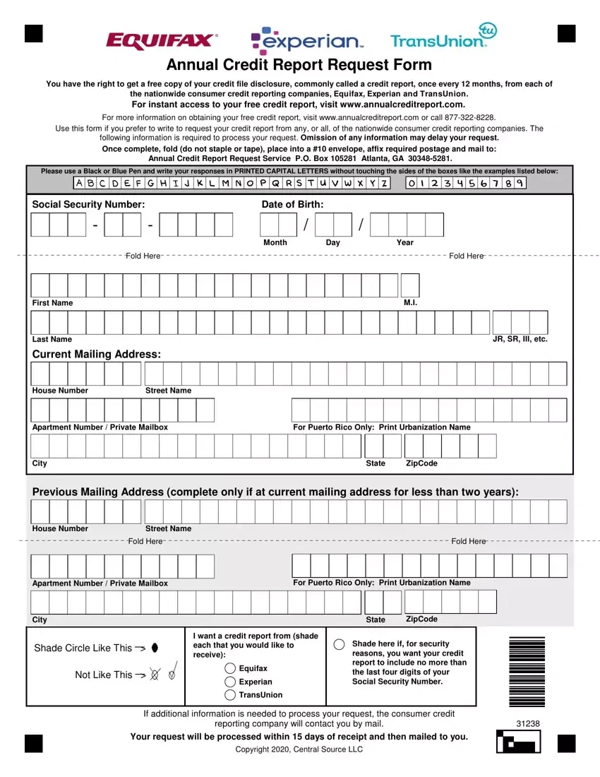 Annual Credit Report Form ≡ Fill Out Printable Pdf Forms Online regarding Free Printable Credit Report