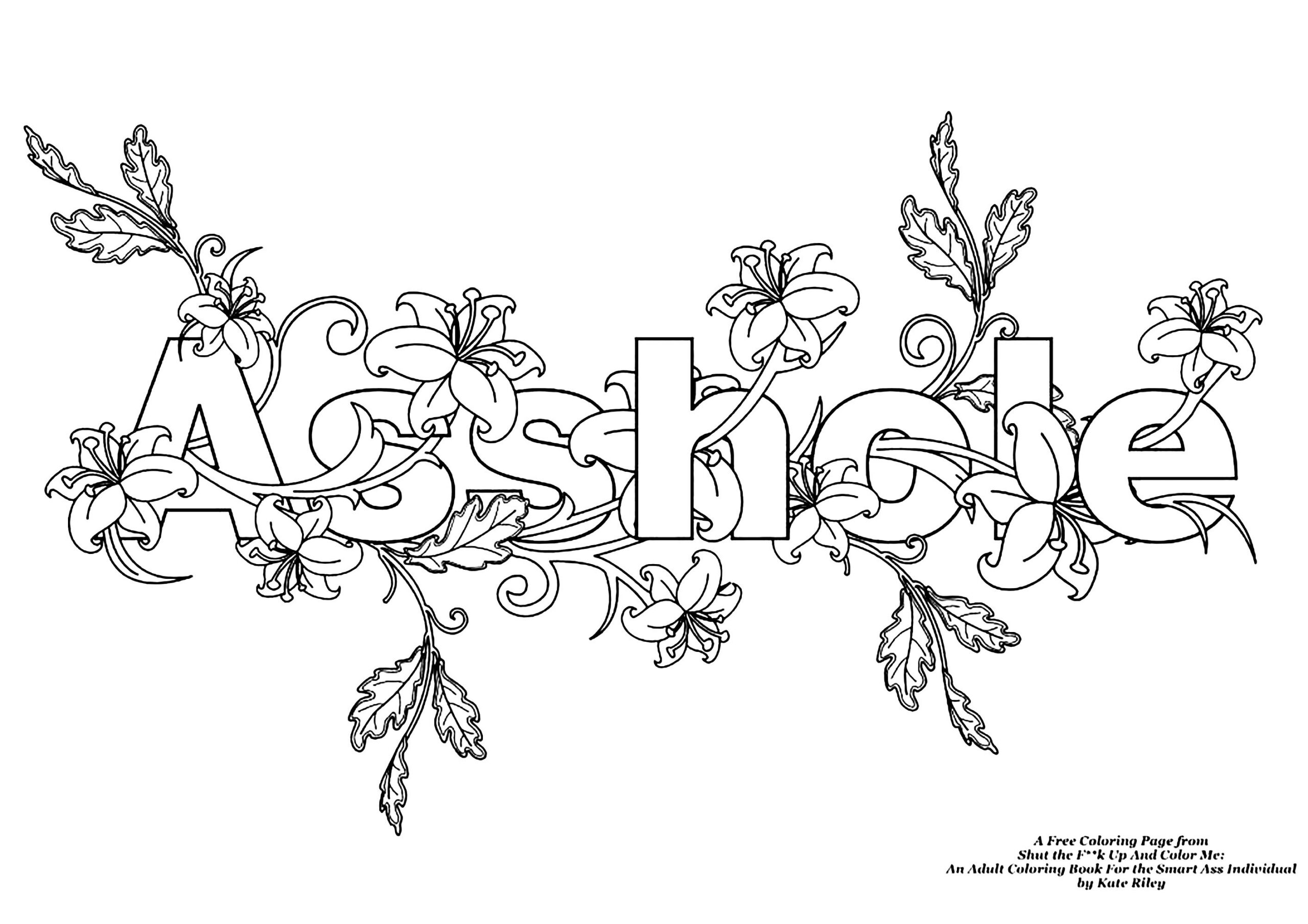 Asshole (Swear Word Coloring Page) - Swear Word Coloring Pages intended for Free Printable Coloring Pages For Adults Only Swear Words