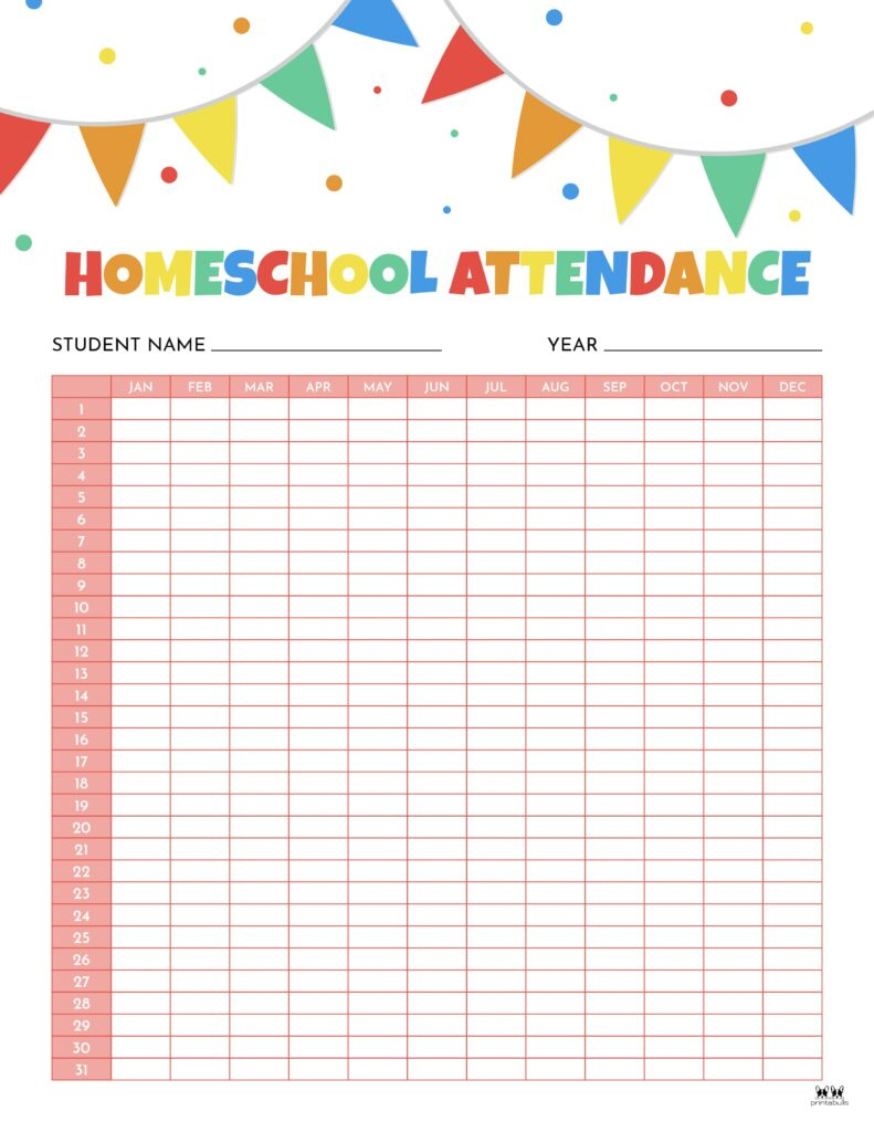 Attendance Sheets - 52 Free Printables | Printabulls within Free Printable Attendance Sheets For Homeschool
