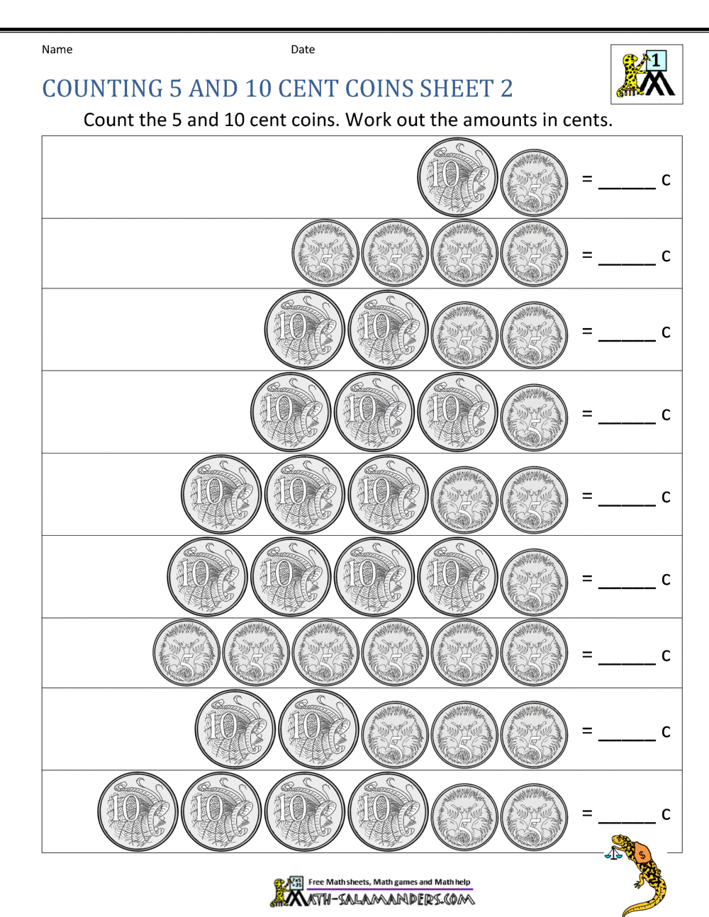 Australian Money Worksheets intended for Free Printable Money Worksheets Australia