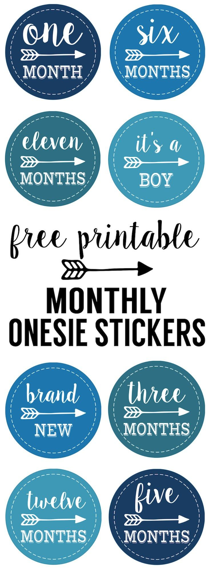 Baby Boy Monthly Onesie Stickers Free Printable - Paper Trail Design pertaining to Free Printable Baby Month Stickers