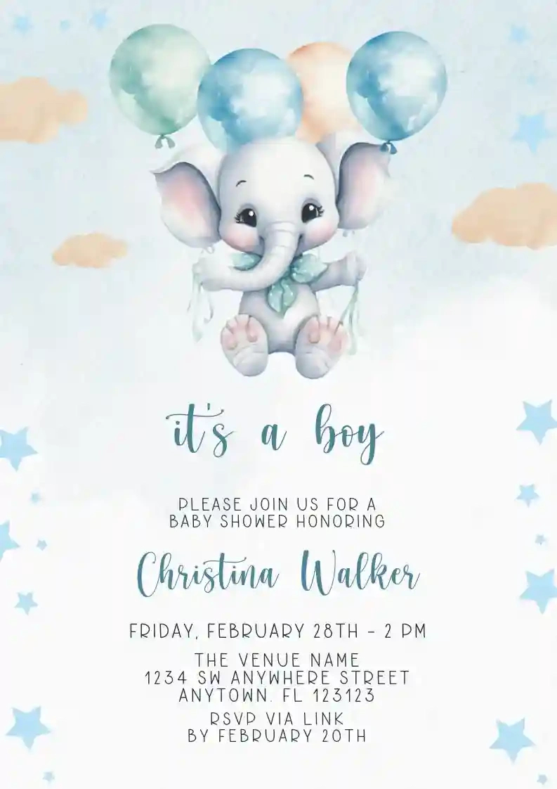 Baby Elephant - Free Baby Shower Invitation Templates | Invitanku within Free Printable Elephant Baby Shower