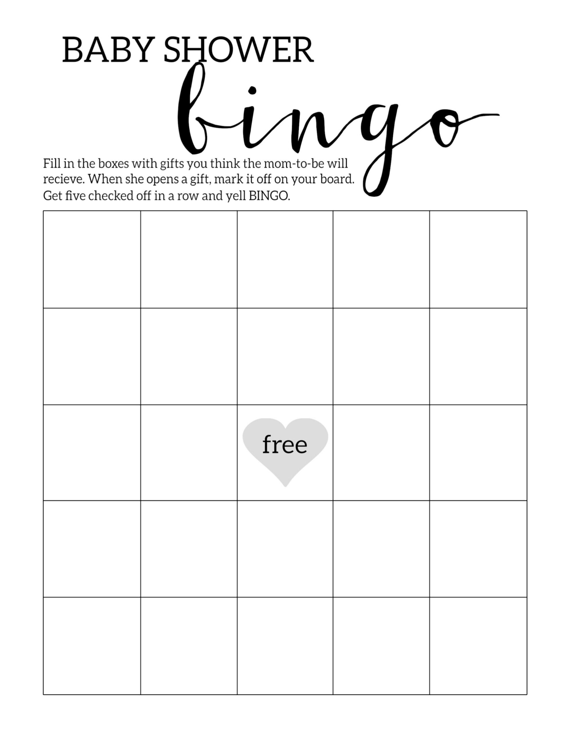 Baby Shower Bingo Printable Cards Template - Paper Trail Design throughout Baby Bingo Free Printable Template