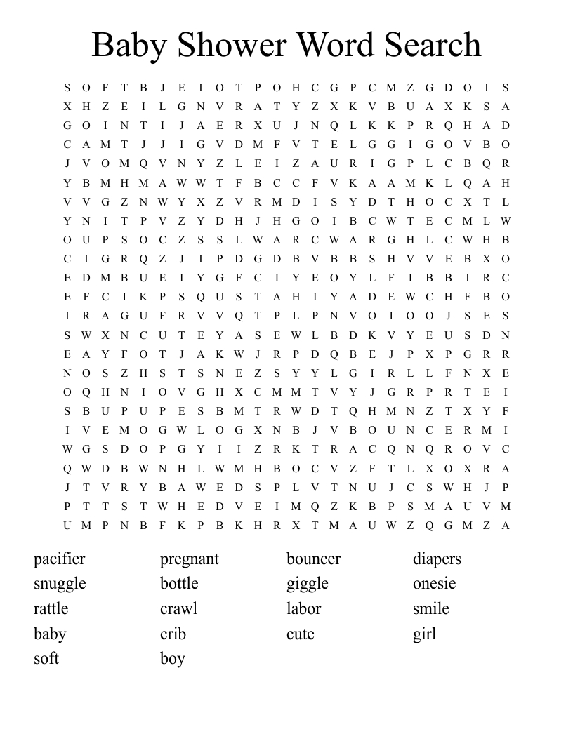 Baby Shower Word Search - Wordmint inside Free Printable Baby Shower Word Search