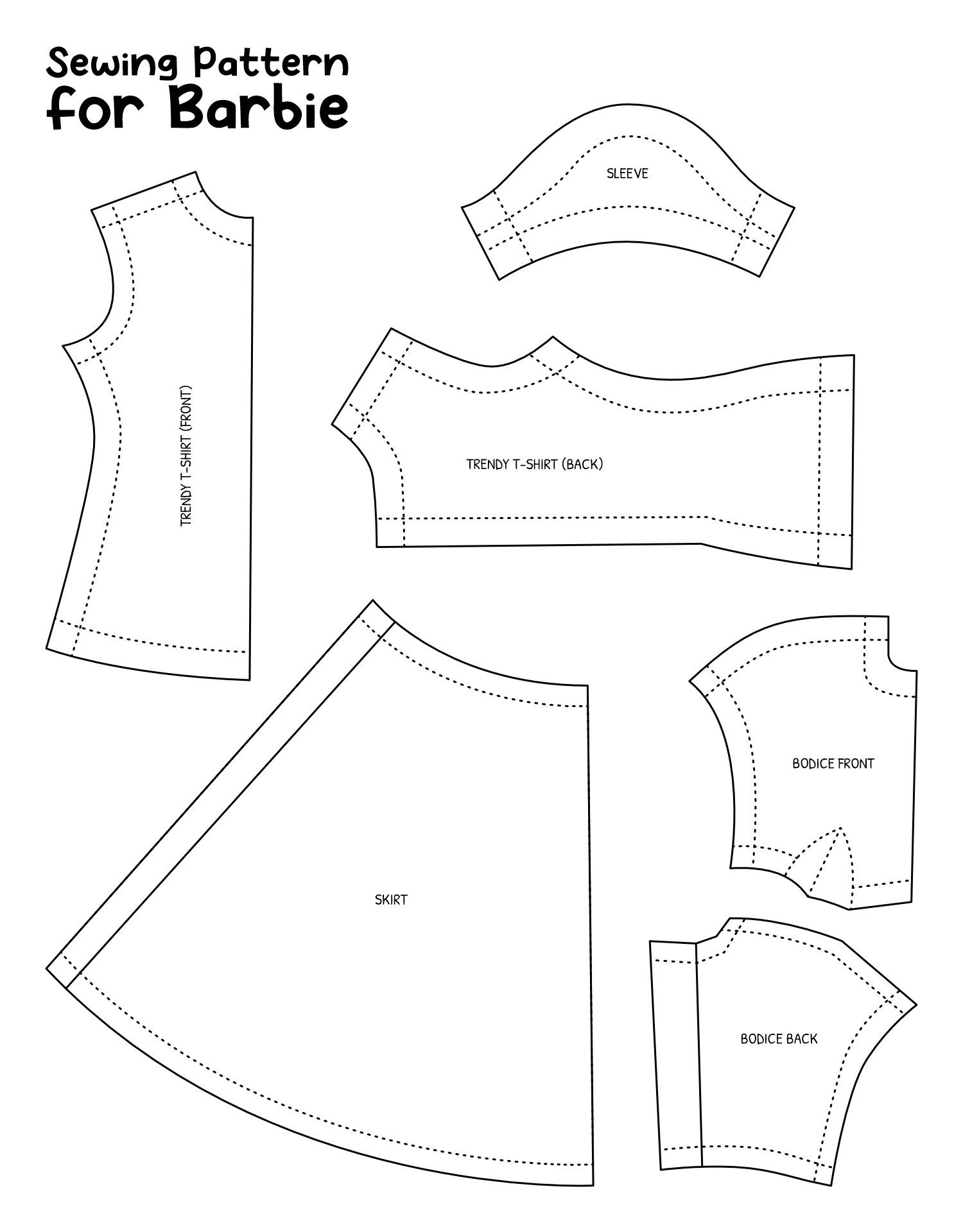 Barbie Clothes Templates - 20 Free Pdf Printables | Printablee regarding Free Printable Barbie Doll Sewing Patterns Template