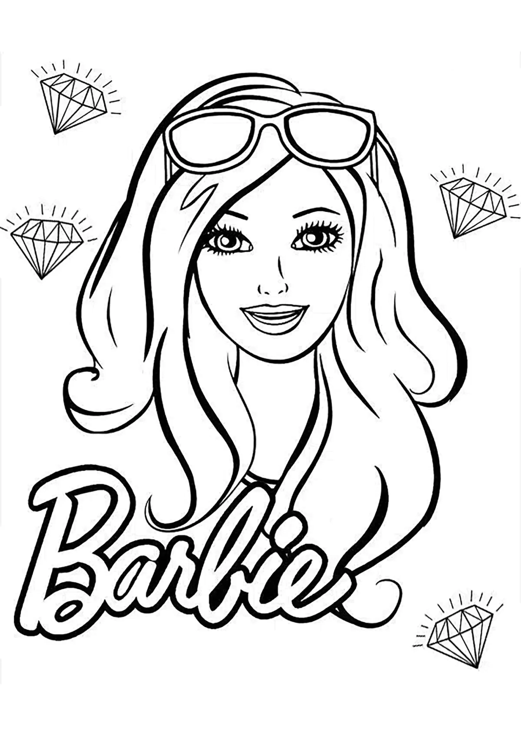 Barbie Face With Diamonds Around It - Barbie Coloring Pages with regard to Free Printable Barbie Coloring Pages