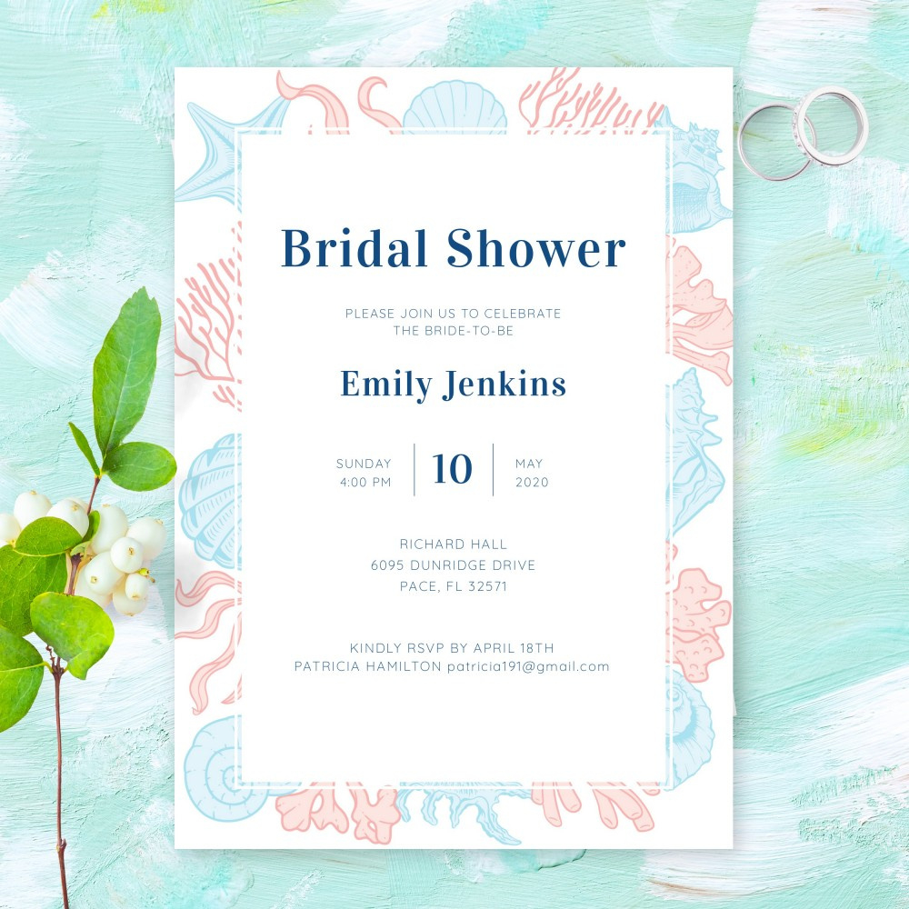 Beach Theme Bridal Shower Invitation Template Online Maker pertaining to Free Printable Beach Theme Bridal Shower Invitations