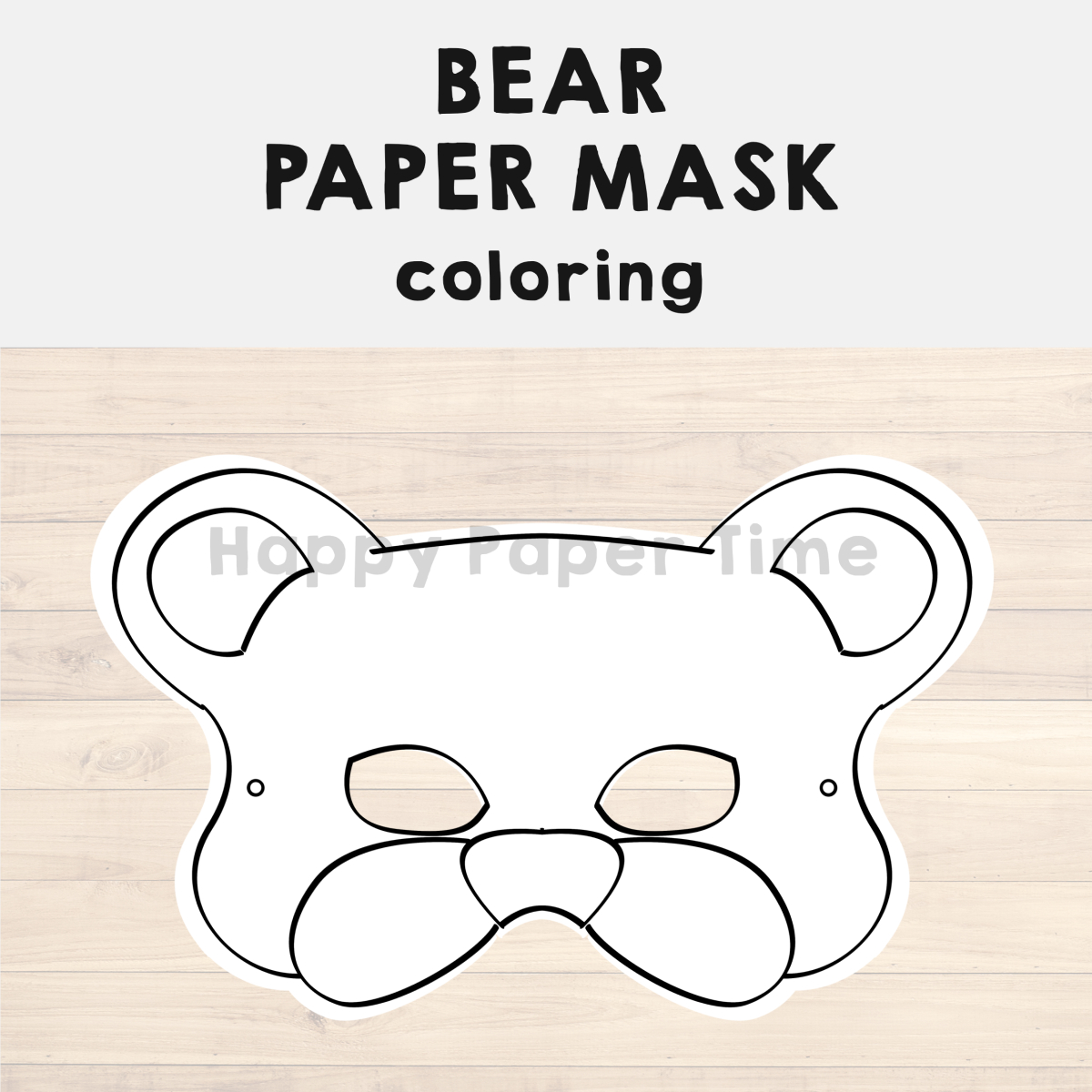 Bear Paper Mask Printable Woodland Forest Animal Coloring Craft in Free Printable Bear Mask
