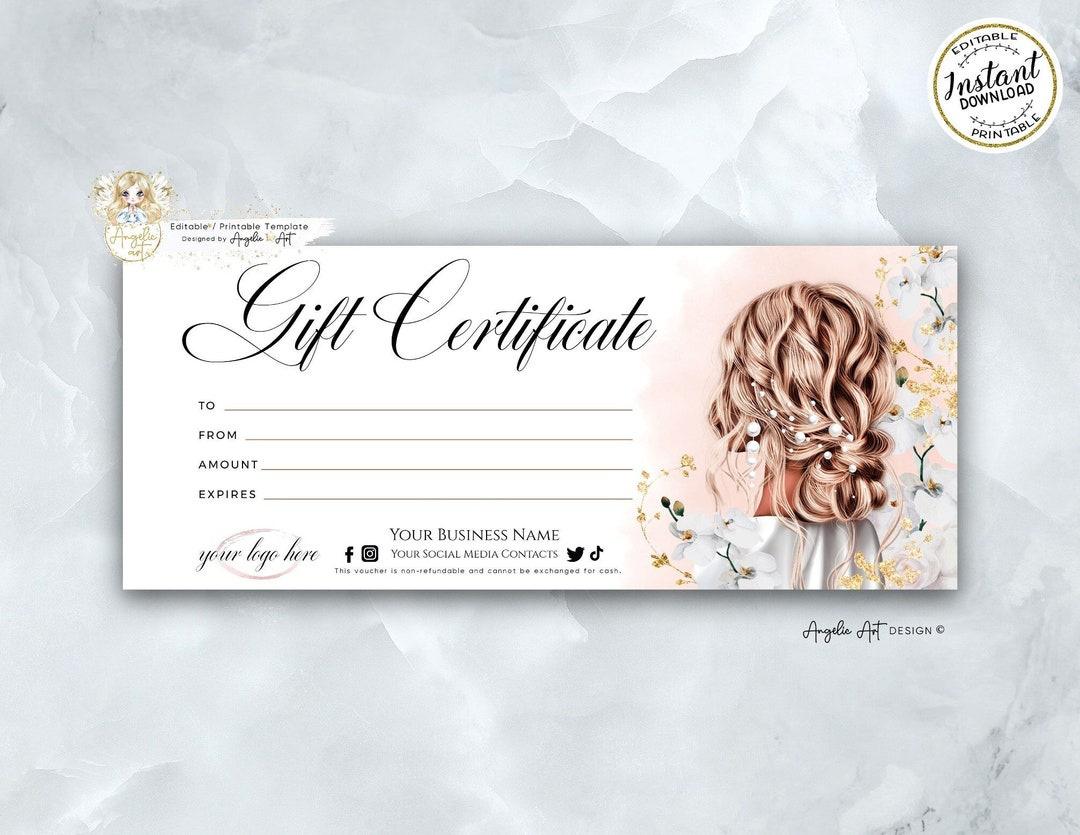 Bearbeitbare Schönheit Geschenkgutschein Vorlage Friseur Salon inside Free Printable Gift Certificates For Hair Salon