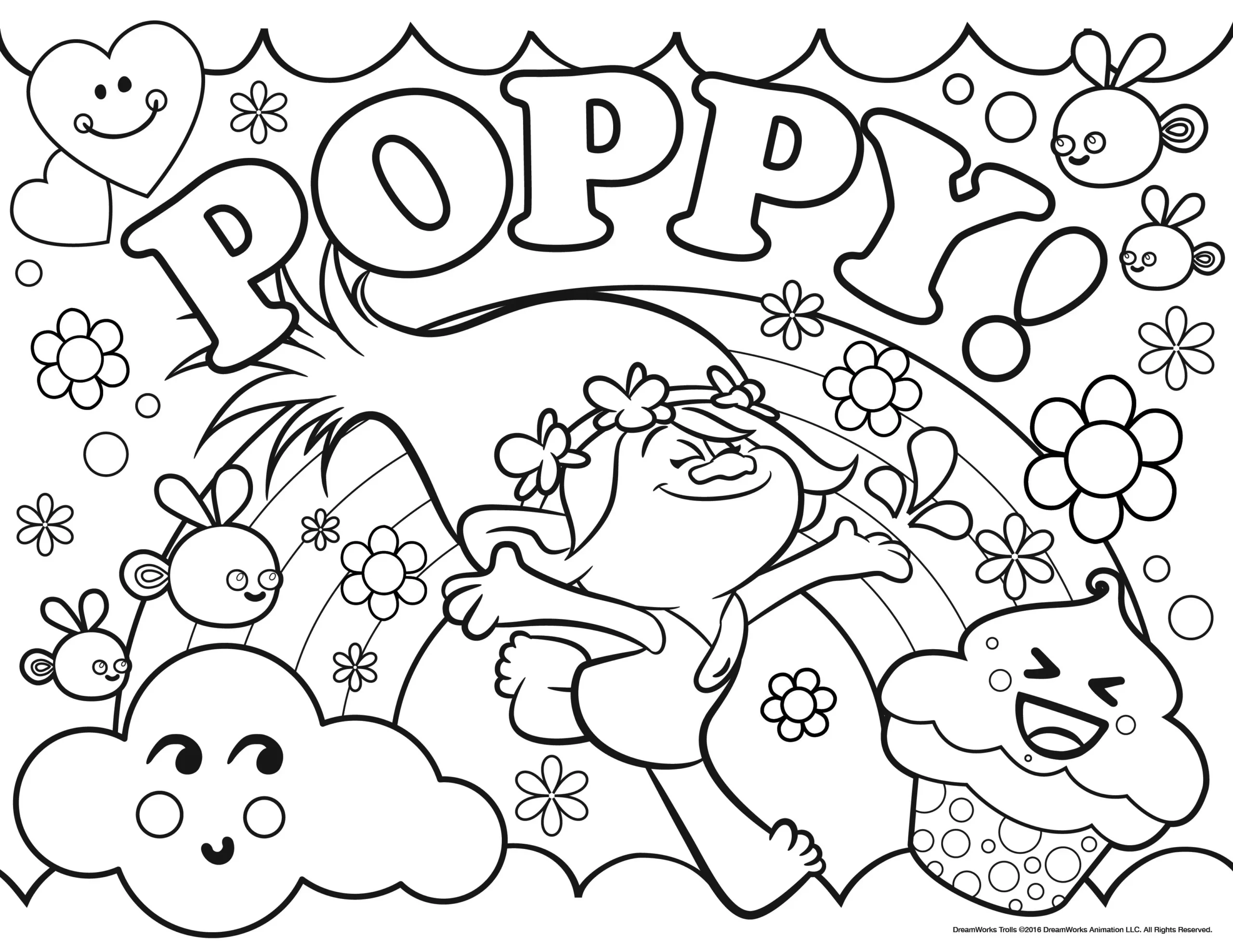 Beautiful Trolls Coloring Page To Print, With Princess Poppy with regard to Free Printable Troll Coloring Pages
