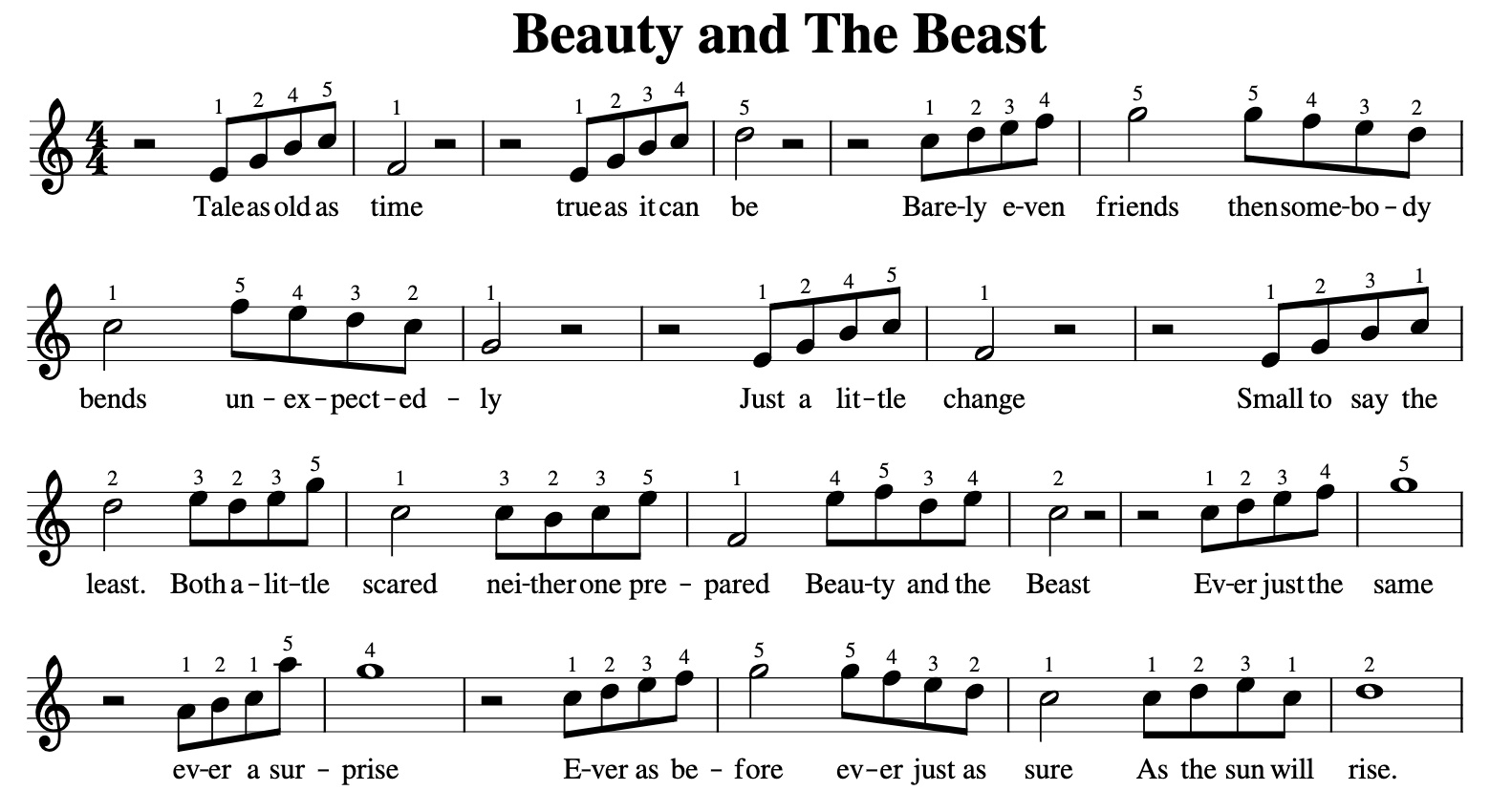 Beauty And The Beast - for Beauty And The Beast Piano Sheet Music Free Printable