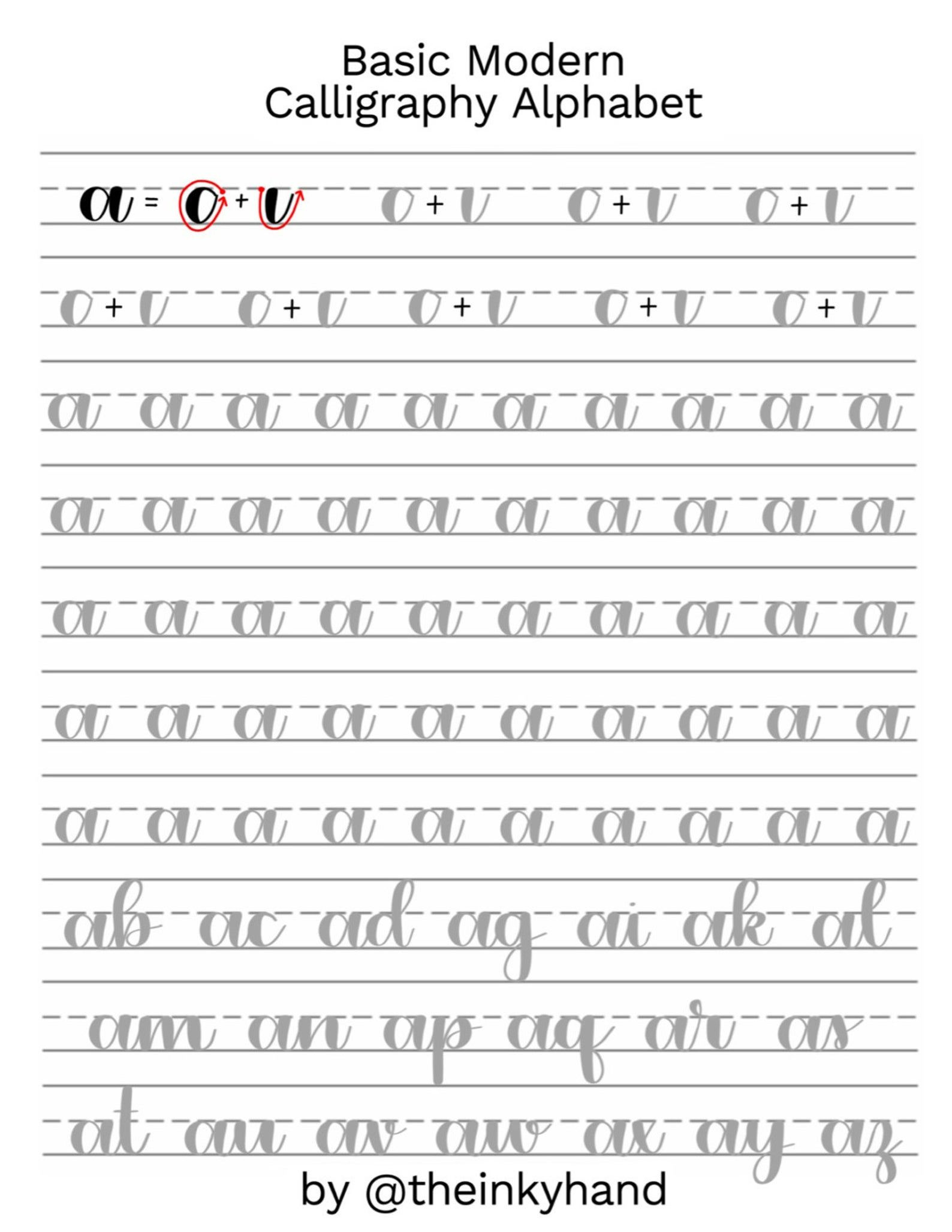 Beginner Printable Calligraphy Practice Sheets - Printable Party inside Modern Calligraphy Practice Sheets Printable Free