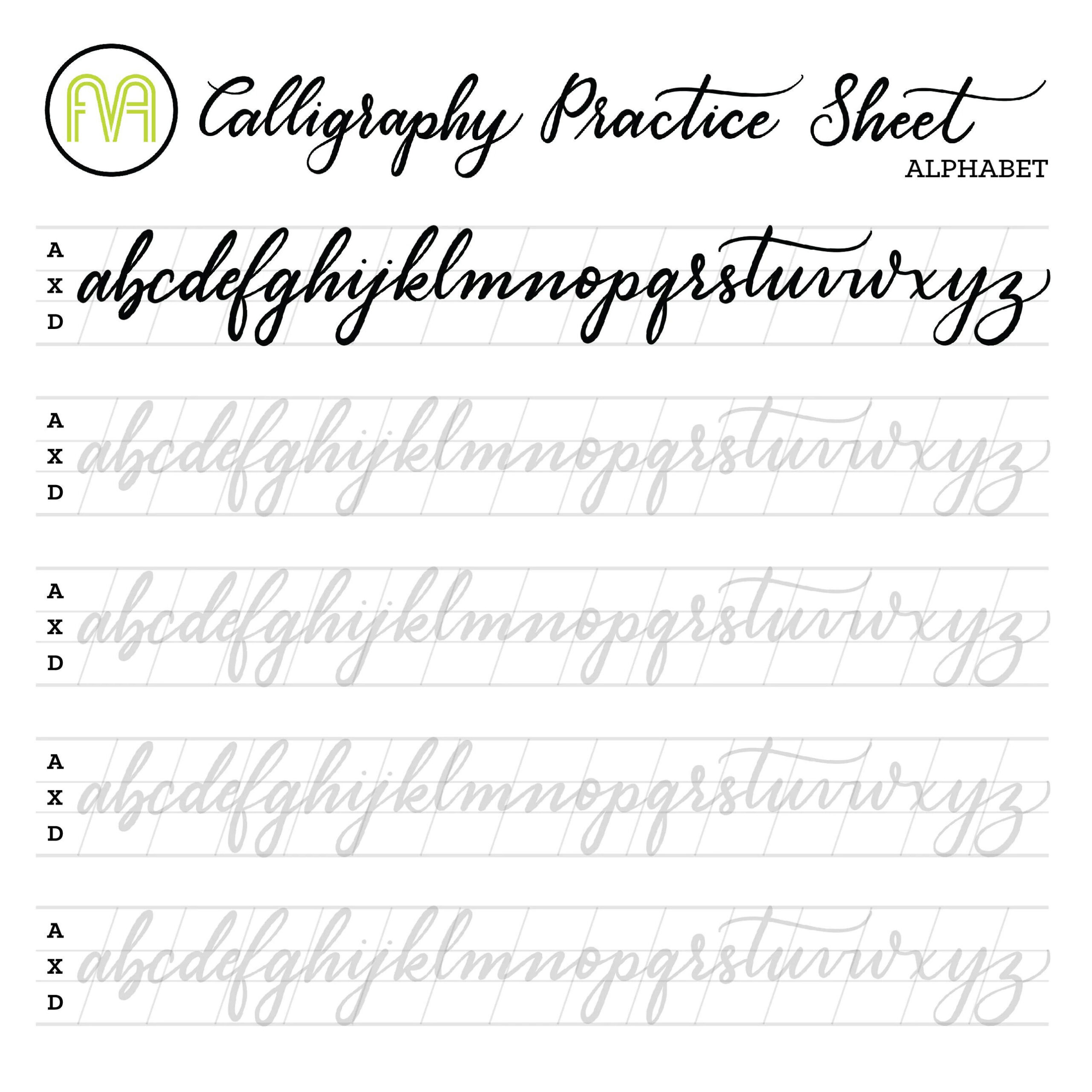 Beginner Printable Calligraphy Practice Sheets - Printable Party intended for Free Printable Calligraphy Worksheets