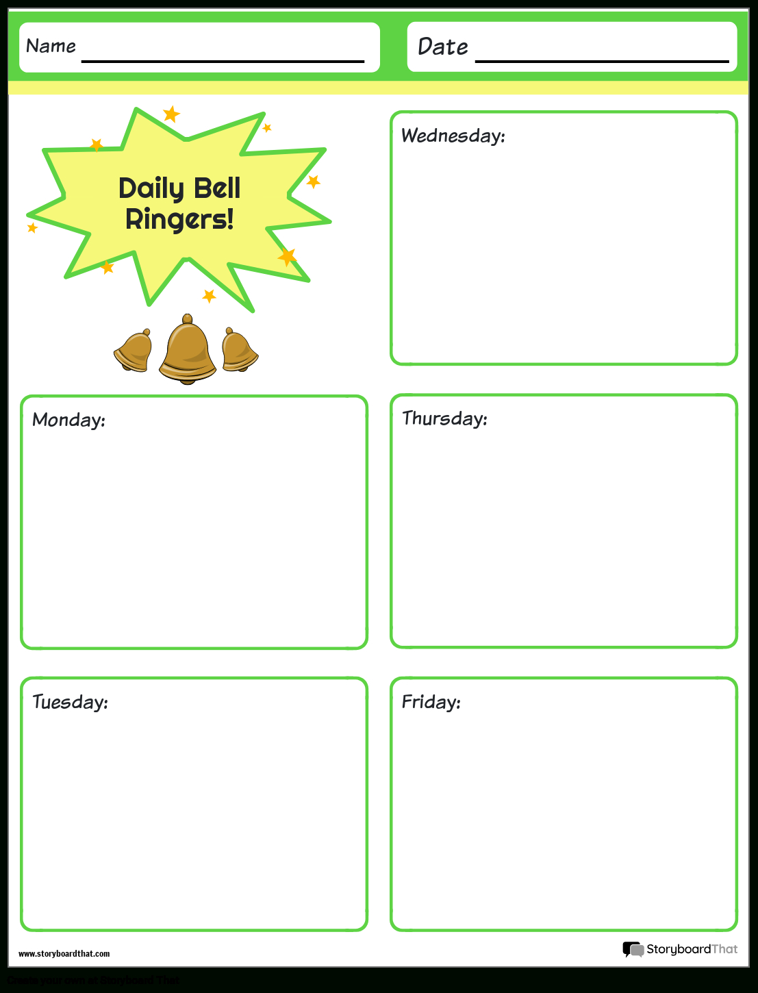 Bell Ringer Worksheets: Free Templates From Storyboard That in Free Printable Bell Ringers