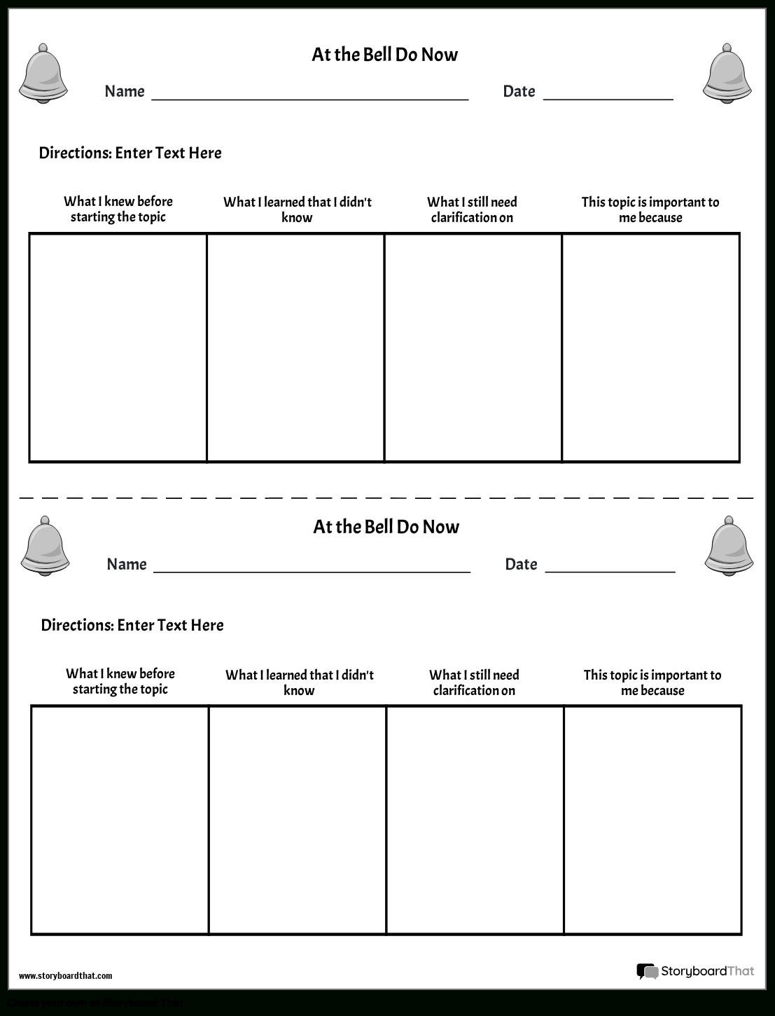 Bell Ringer Worksheets: Free Templates From Storyboard That with Free Printable Bell Ringers