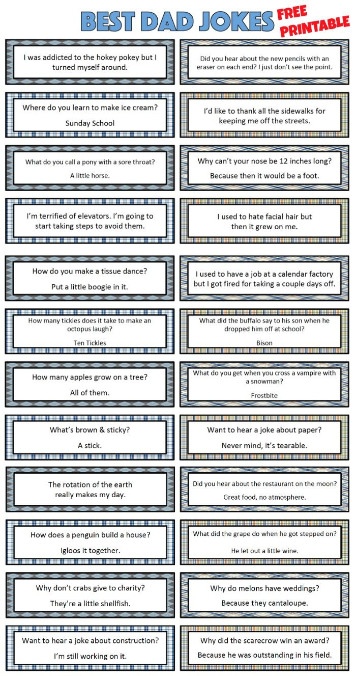Best Dad Jokes - Free Printable - Moms &amp;amp; Munchkins regarding Free Printable Jokes For Adults