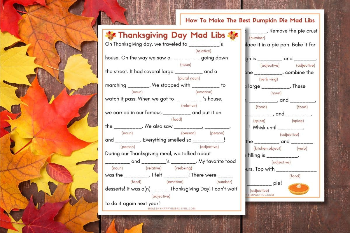 Best Thanksgiving Mad Libs Free Printable (Use It This Year!) for Free Printable Thanksgiving Mad Libs