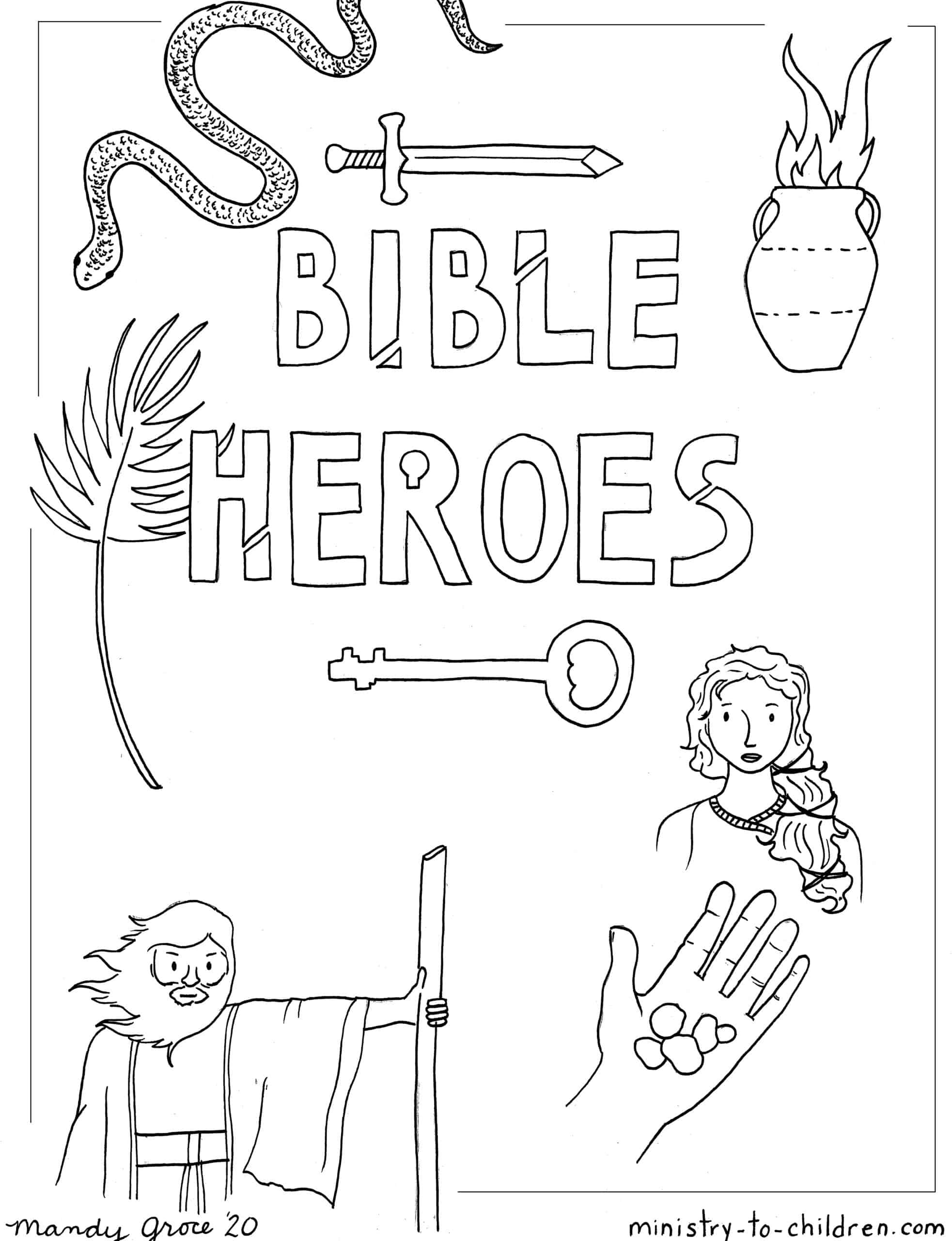 Bible Heroes Coloring Page - Ministry To Children throughout Free Printable Bible Characters Coloring Pages