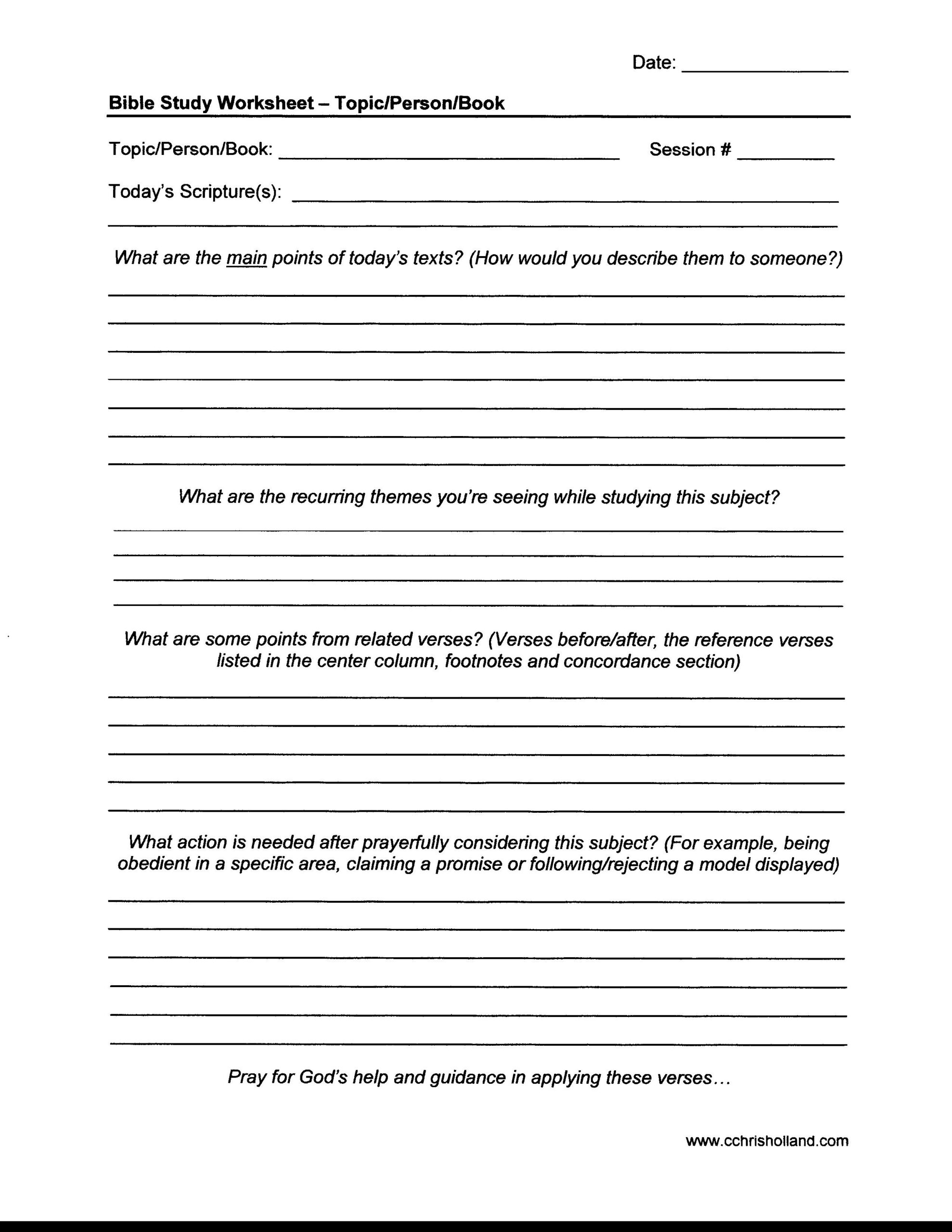 Bible Study Worksheets | Cchrisholland - Worksheets Library intended for Free Printable Bible Study Lessons For Adults