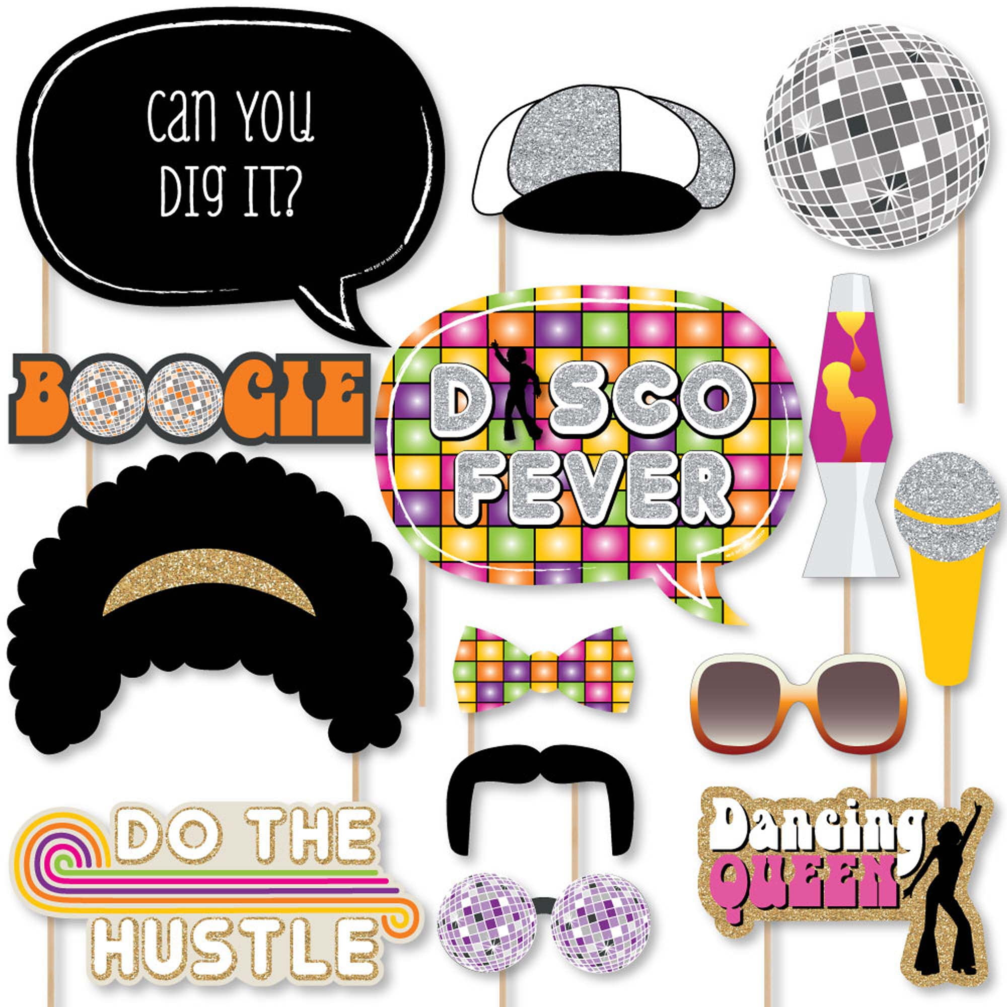 Big Dot Of Happiness 70&amp;#039;S Disco Fever Party Photo Booth Props Kit with Free Printable 70&amp;#039;S Photo Booth Props