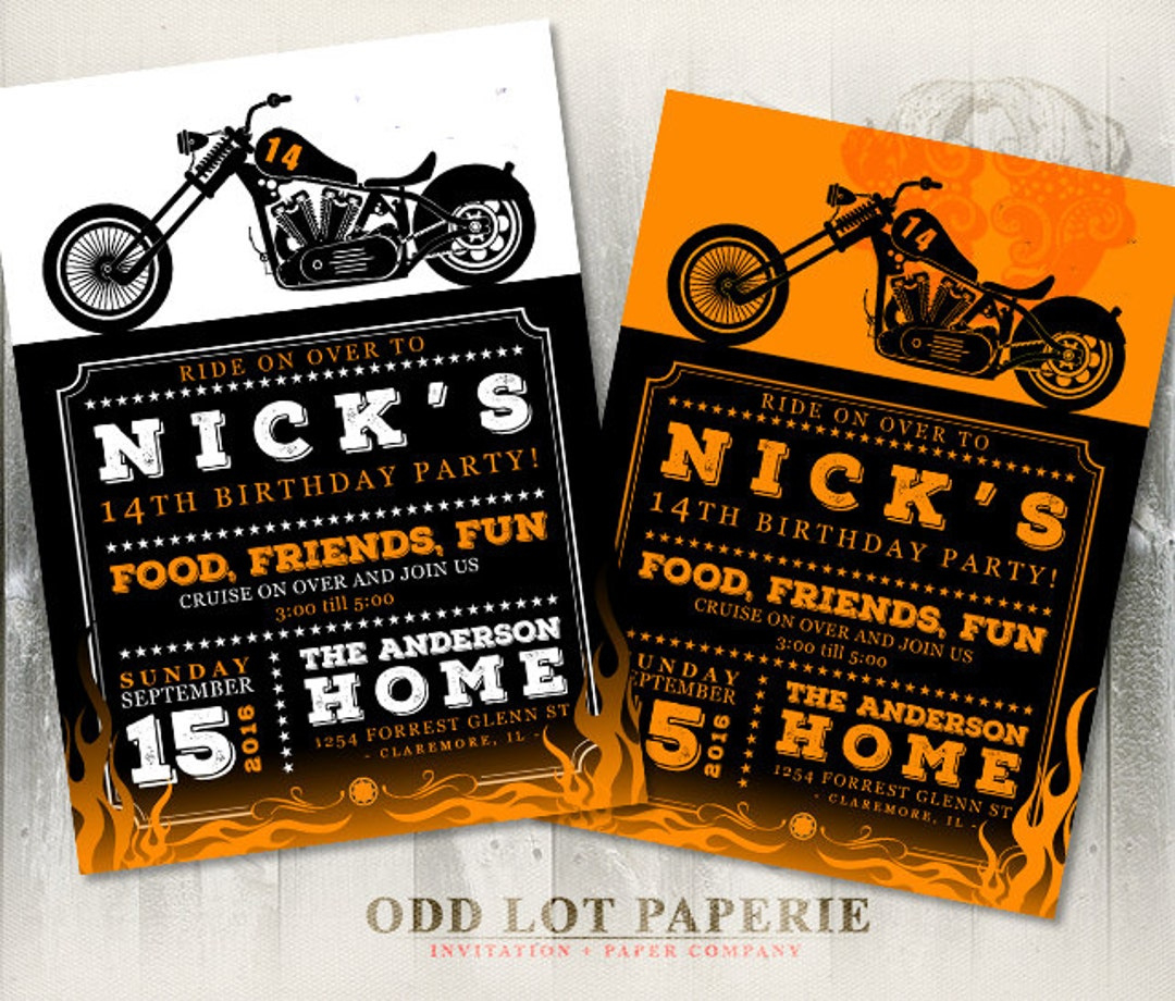Biker Birthday Invitation: Motorcycle Party Invite (Diy Printable) - Etsy.de in Motorcycle Invitations Free Printable