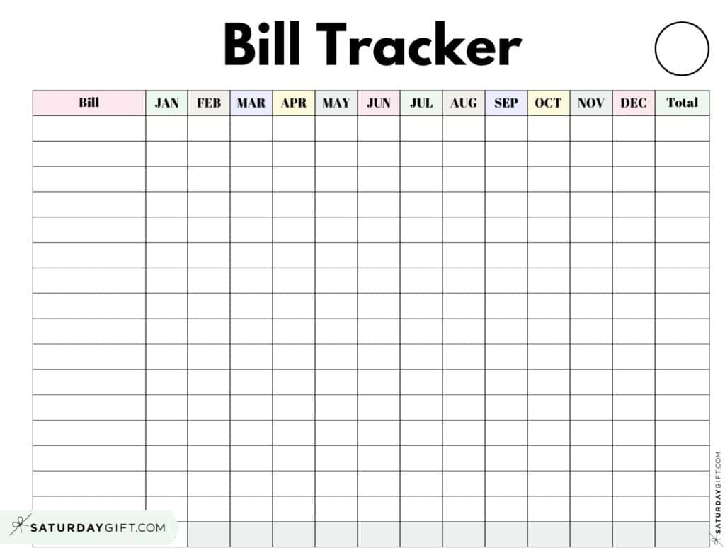 Bill Organizer Template - 39 Cute & Free Printable Bill Trackers for Free Printable Bill Payment Schedule