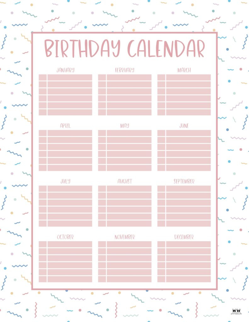 Birthday Calendars & Trackers - 20 Free Printables | Printabulls intended for Free Printable Birthday Scrolls