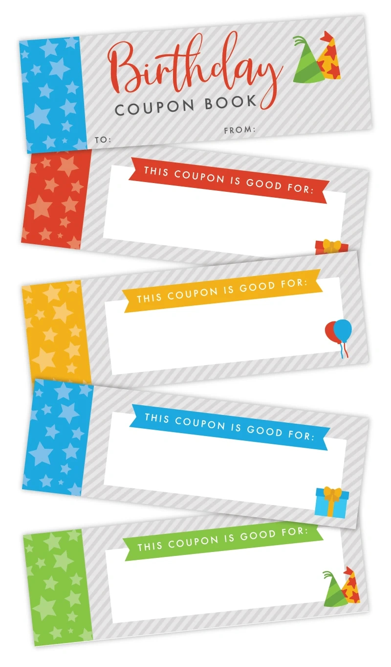 Birthday Coupon Book - Free Printable Gift - Pjs And Paint with Free Printable Blank Birthday Coupons