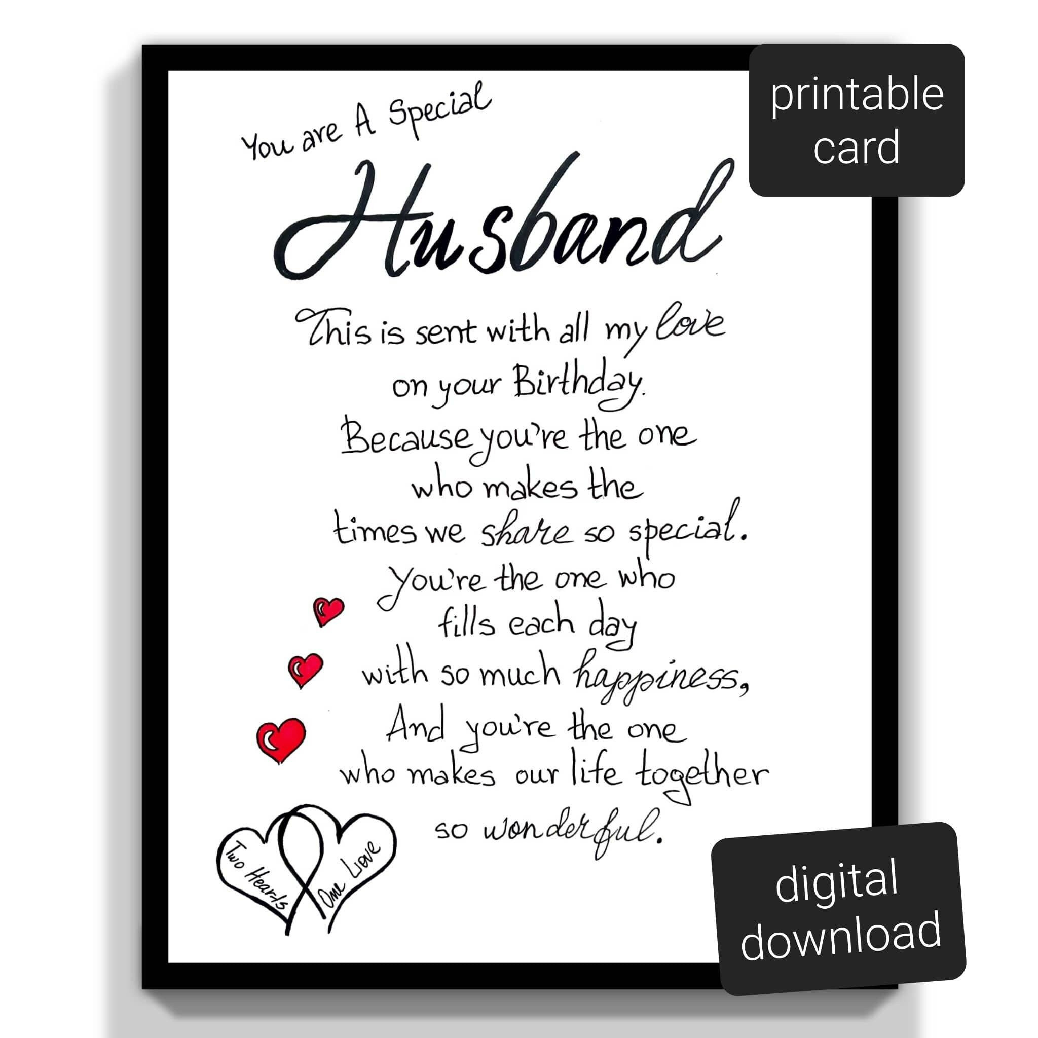 Birthday Husband Printable Card. To My Husband Birthday Card for Free Printable Birthday Cards For Husband