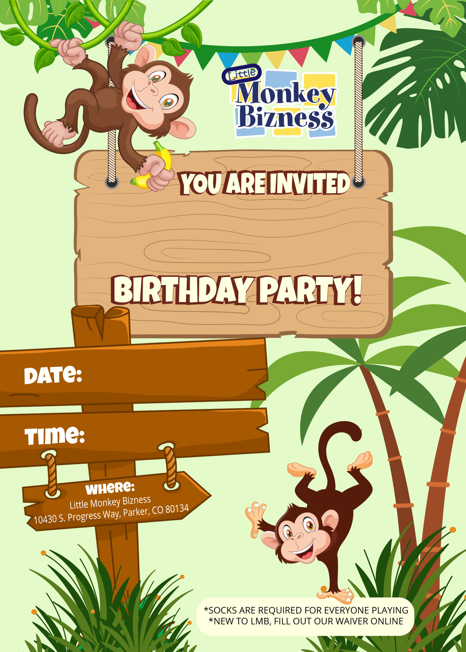 Birthday Invitations | Little Monkey Bizness - Parker with regard to Free Printable Monkey Birthday Party Invitations