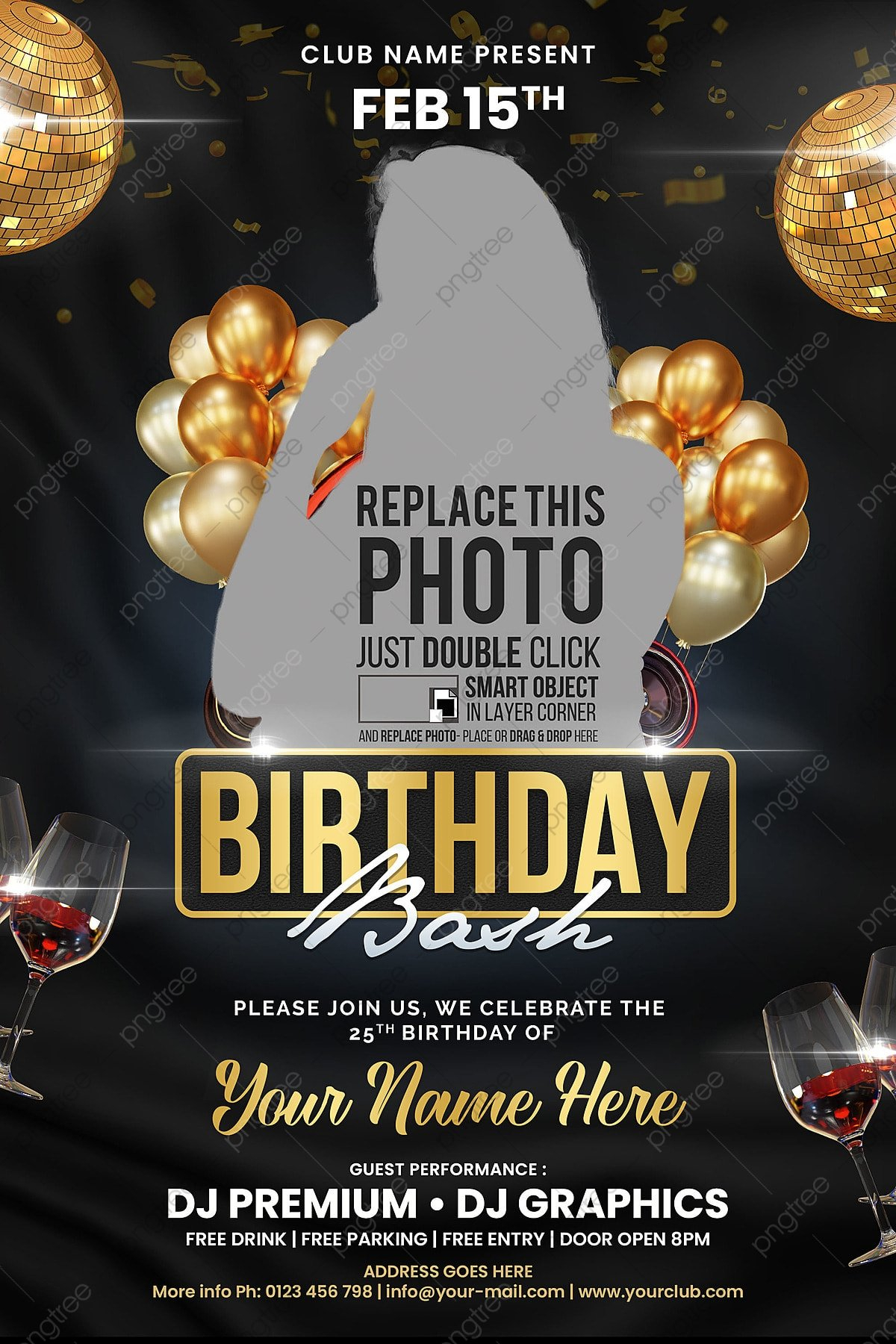 Birthday Party Flyer Png Transparent Images Free Download | Vector with Free Printable Birthday Party Flyers