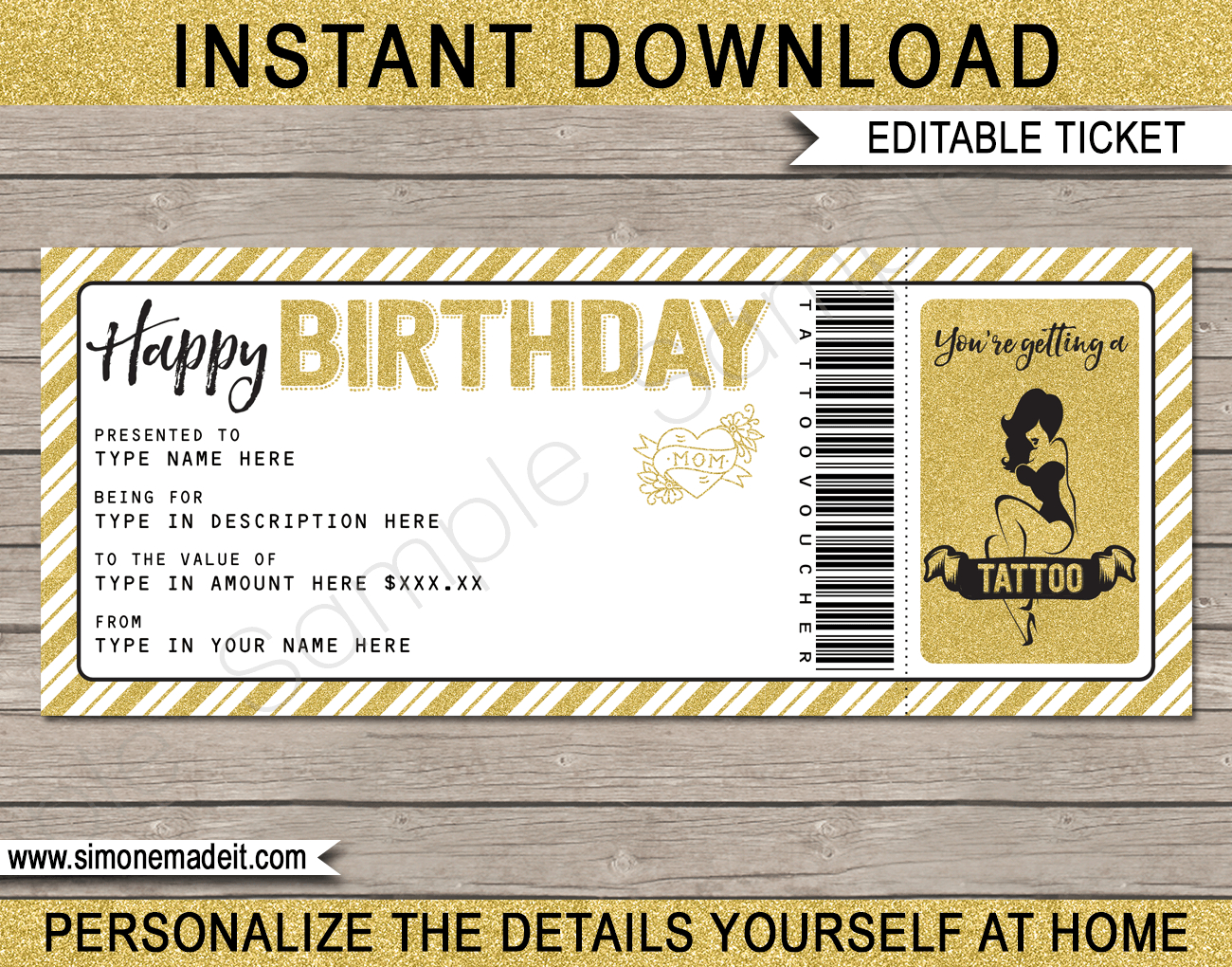 Birthday Tattoo Gift Vouchers with Free Printable Tattoo Gift Certificates