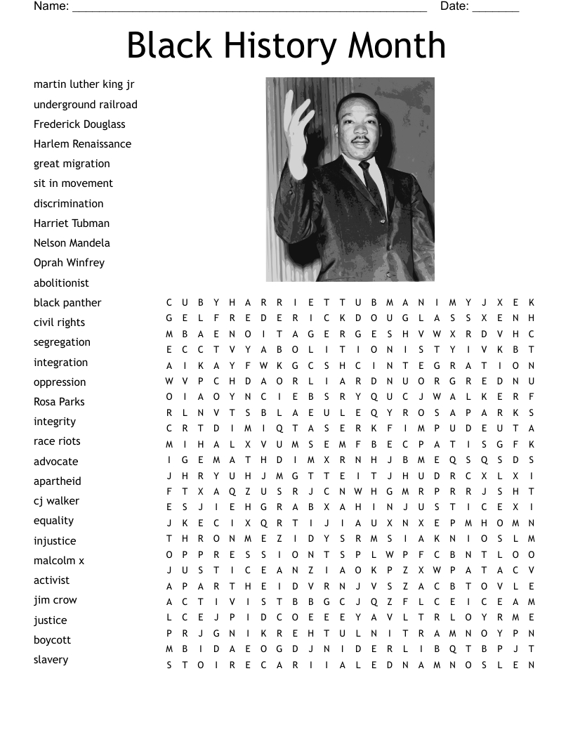Black History Month Word Search - Wordmint regarding Free Printable Black History Month Word Search
