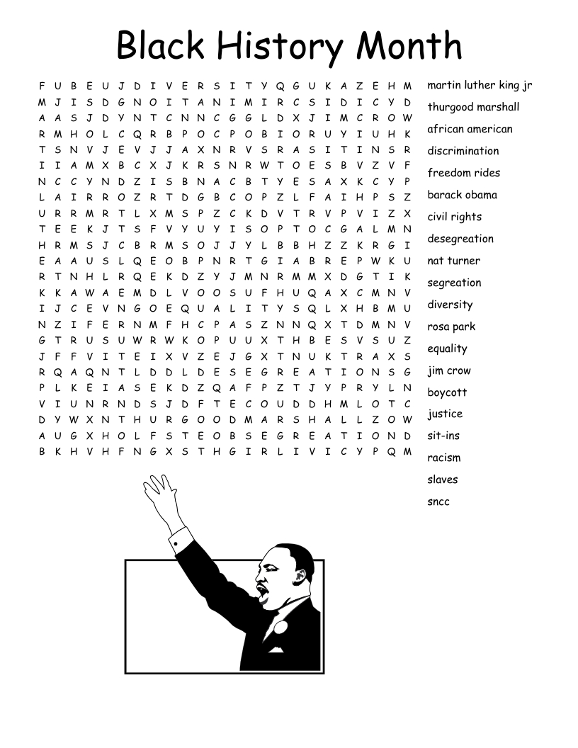 Black History Month Word Search - Wordmint throughout Free Printable Black History Month Word Search