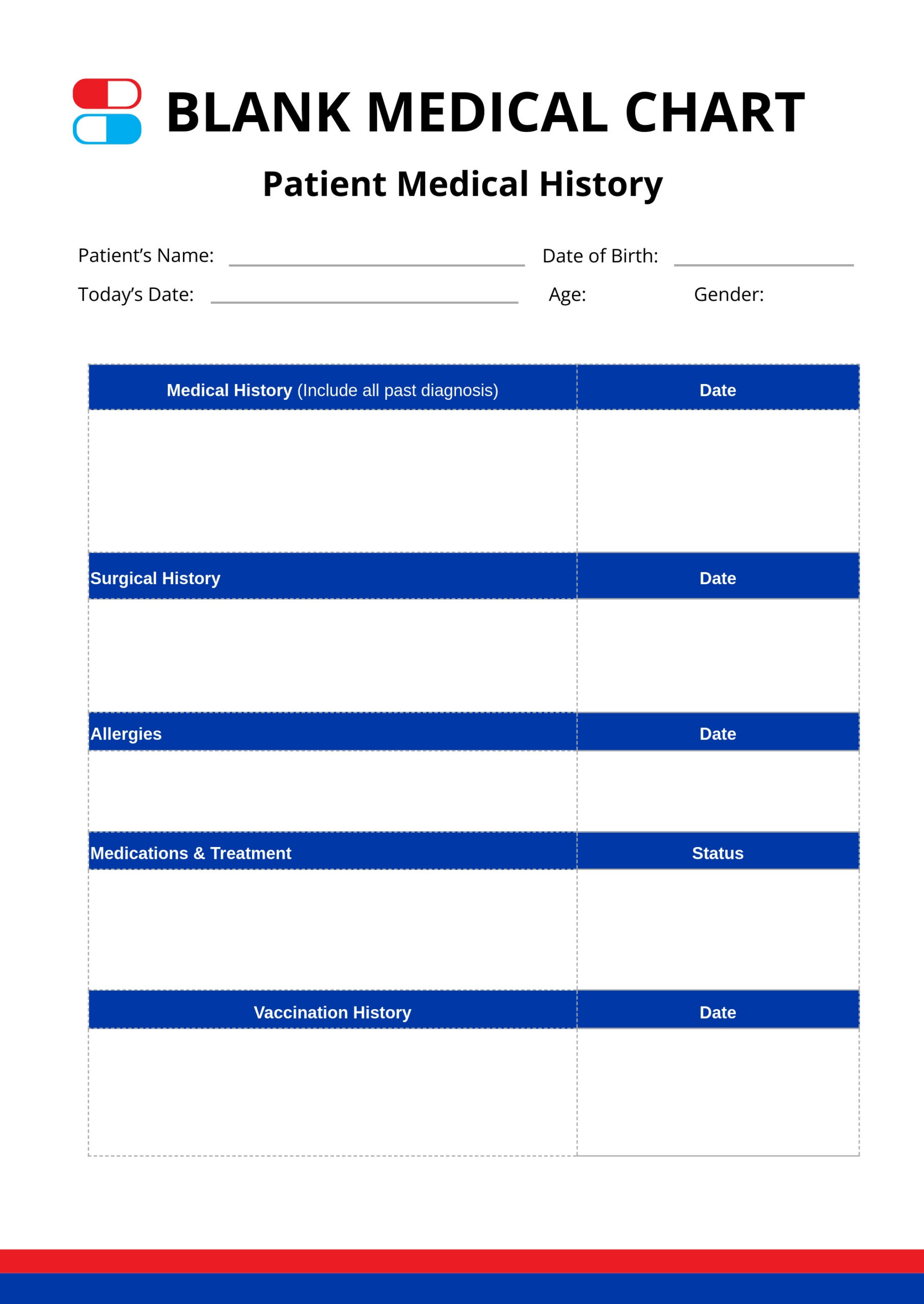 Blank Medical Chart In Illustrator, Pdf - Download | Template intended for Free Printable Medical Chart Forms