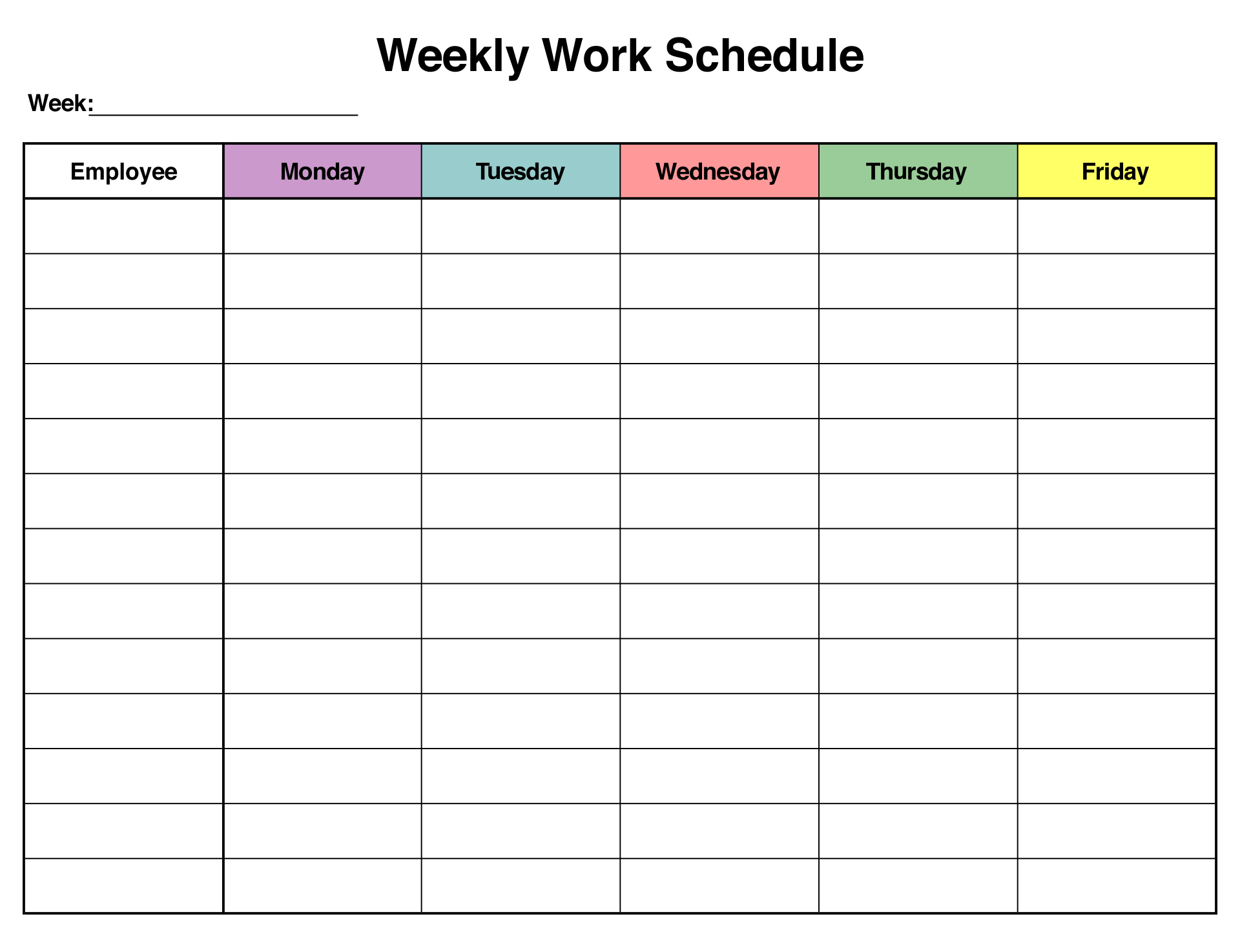 Blank Monthly Work Schedule Template throughout Free Printable Blank Work Schedules