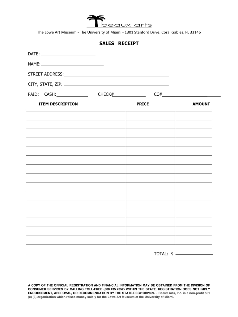 Blank Sales Receipt - Fill Online, Printable, Fillable, Blank pertaining to Free Printable Sales Receipts Online