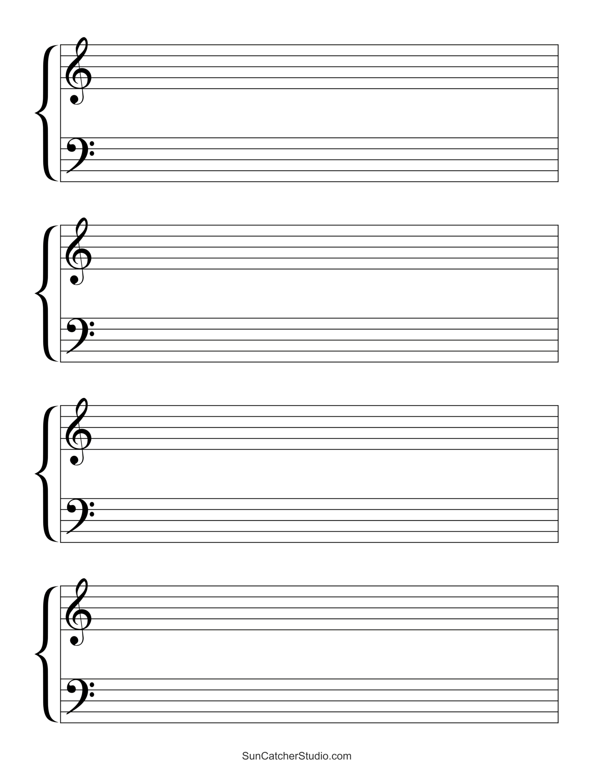 Blank Sheet Music (Free Printable Staff Paper) – Free Printables with regard to Free Printable Grand Staff Paper