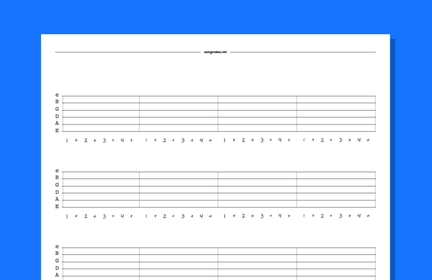 Blank Tabs - Free Pdf Templates To Download, Print, And Write Your for Free Printable Guitar Tabs For Beginners
