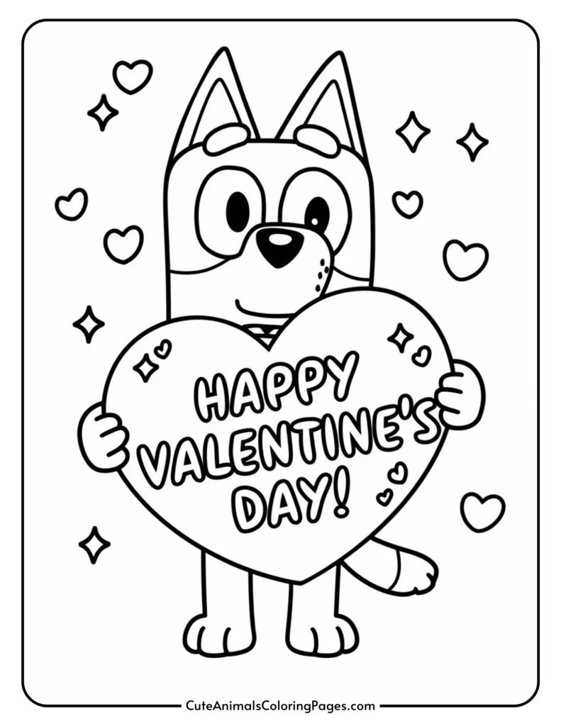 Bluey Valentines Coloring Pages (6 Free Printable Pdf Pages with regard to Free Printable Valentines Day Coloring Pages