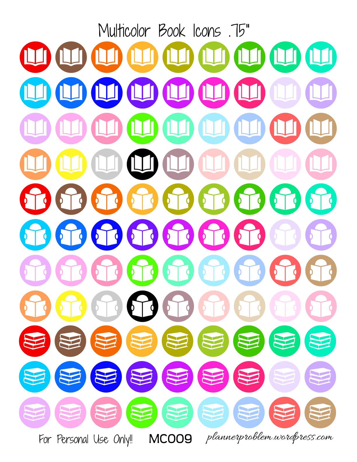 Book Icons – Free Printable Planner Stickers - Worksheets Library in Free Printable Icons