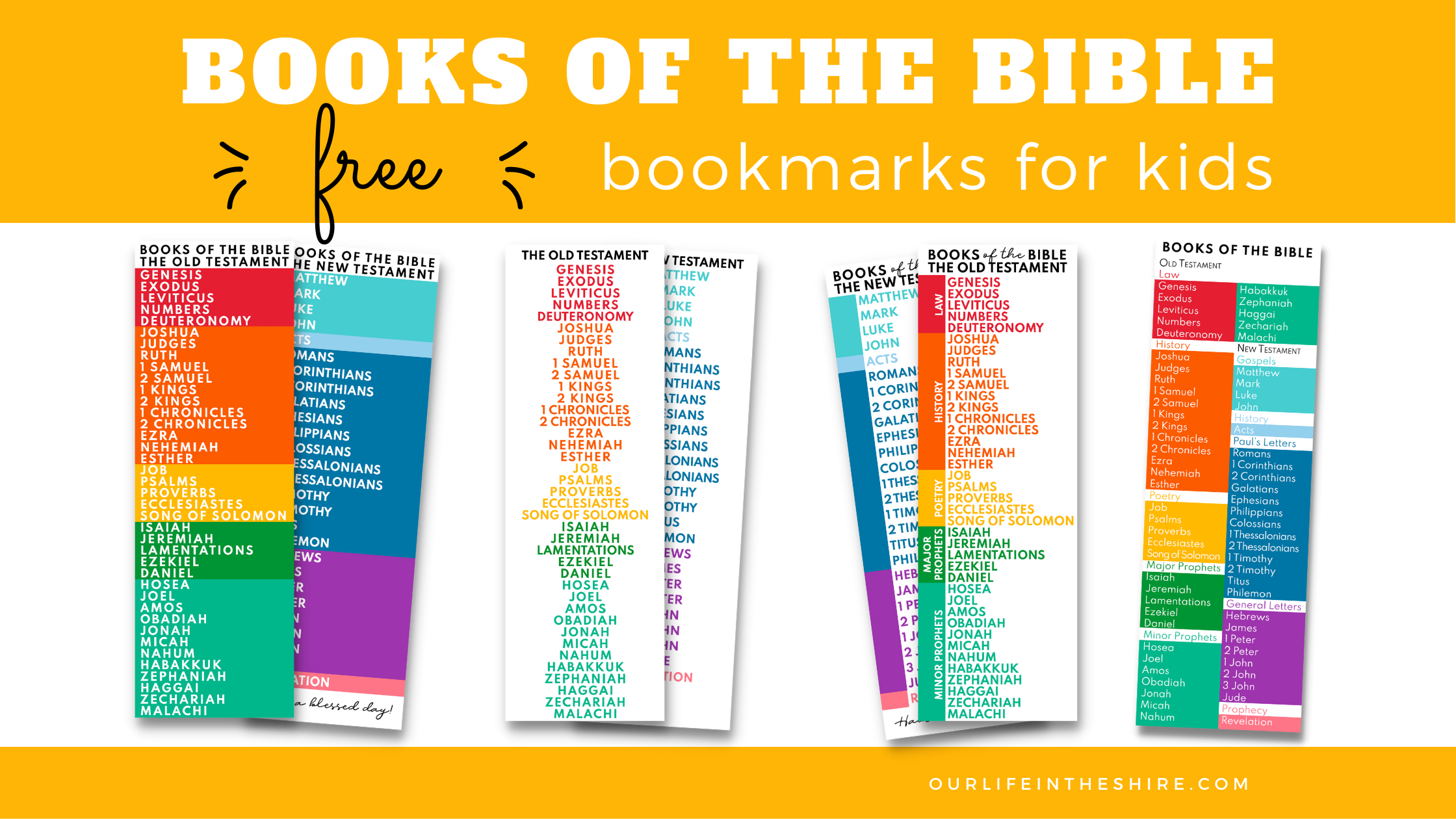 Books Of The Bible - Bookmarks! - Our Life In The Shire throughout Books Of The Bible Bookmark Printable Free