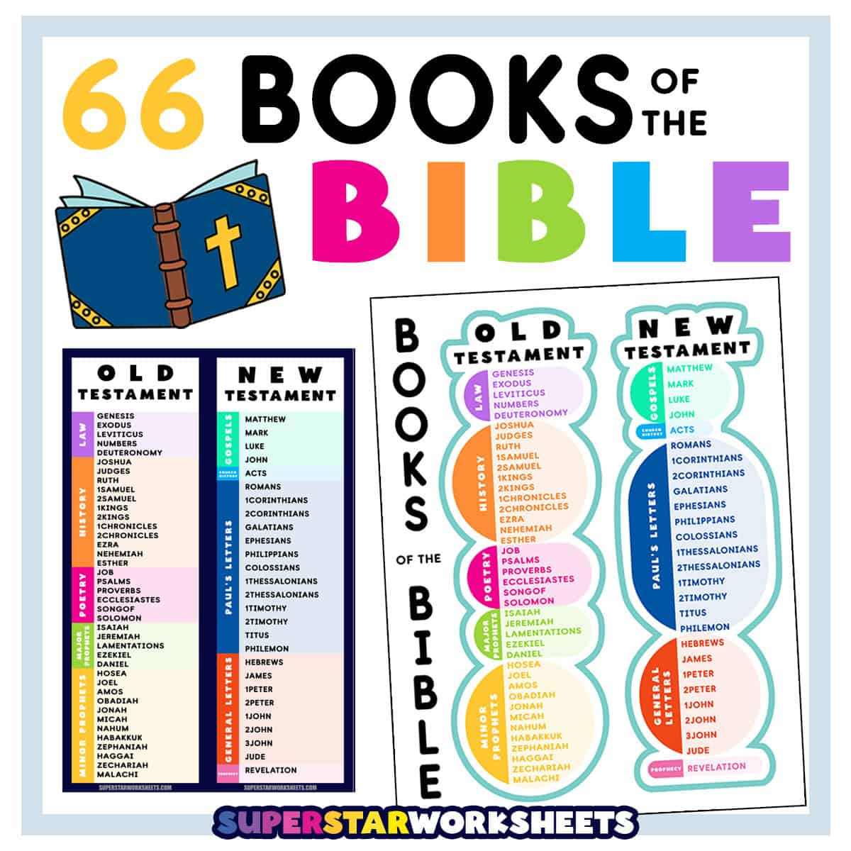 Books Of The Bible List - Superstar Worksheets throughout Books Of The Bible Bookmark Printable Free