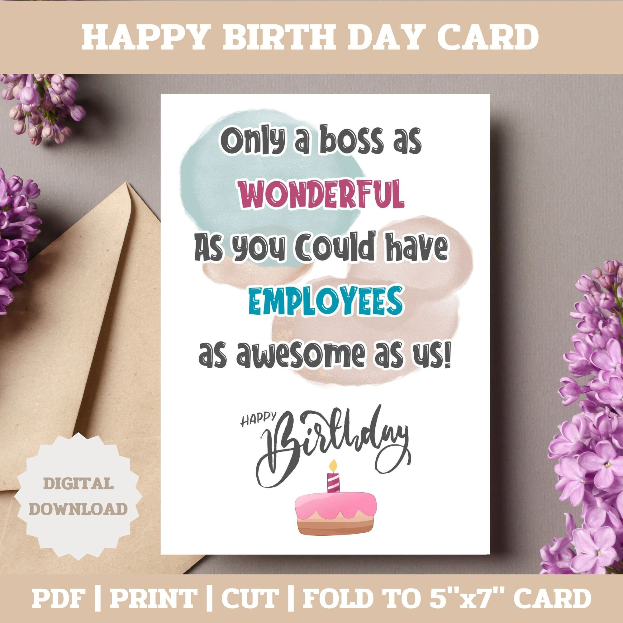 Boss Card, Funny Happy Birthday Boss Card, Funny Birthday Card inside Free Printable Funny Boss Day Cards