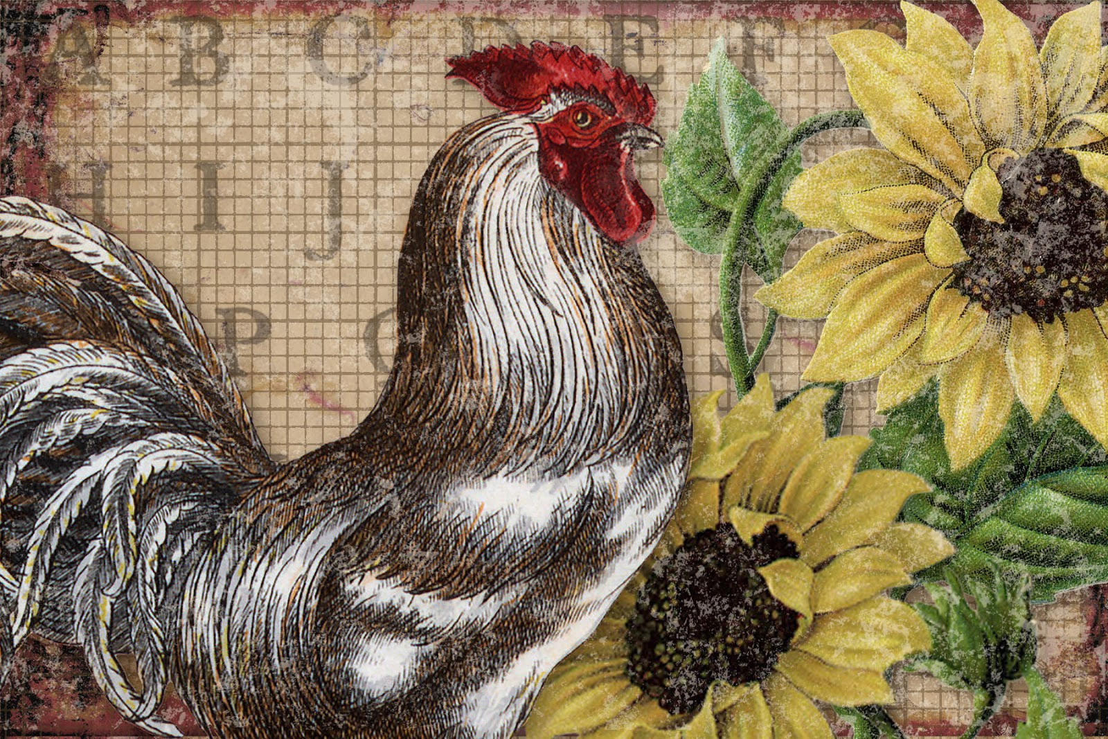 Bountiful Heirlooms: Free Printables: Country Roosters With Sunflowers regarding Free Printable Pictures Of Roosters